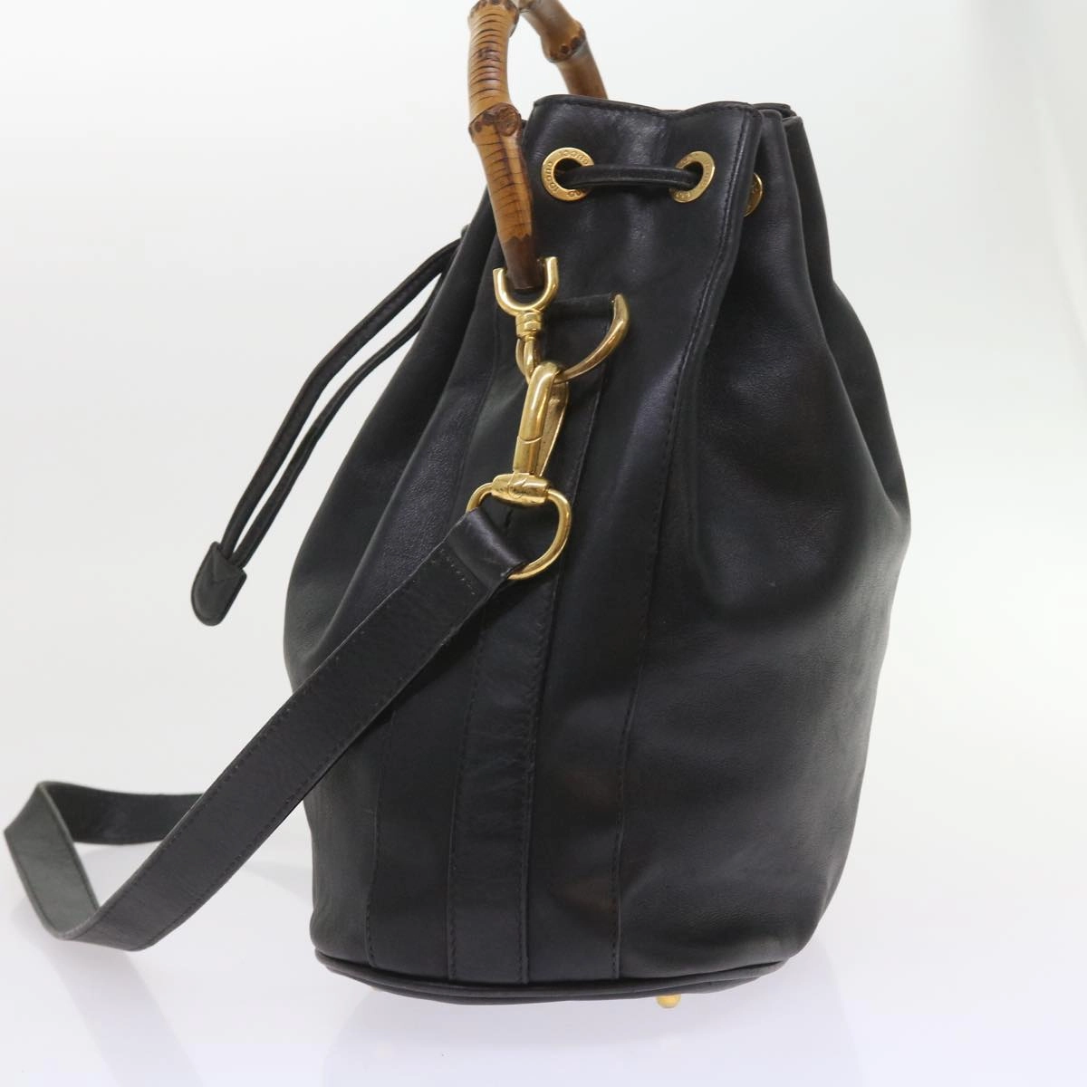 GUCCI Bamboo Shoulder Bag Leather 2way Black 001 2865 1657  bs9276