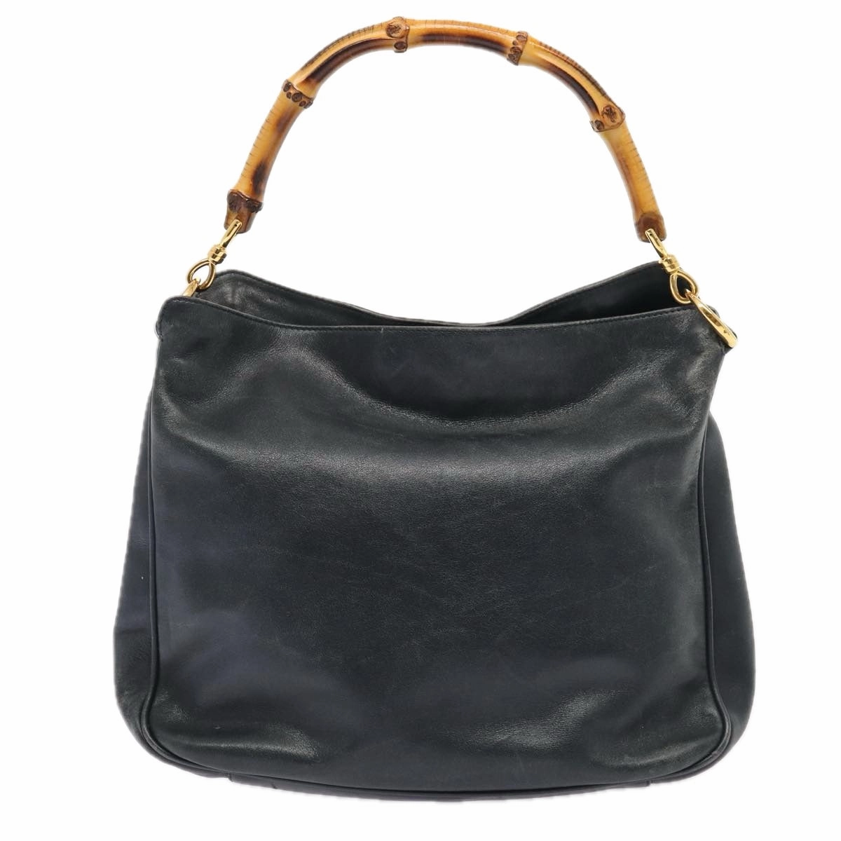 GUCCI Bamboo Shoulder Bag Leather 2way Navy Gold 001 1705 1638  86727