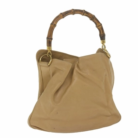 Gucci Bamboo Shoulder Bag Leather Beige