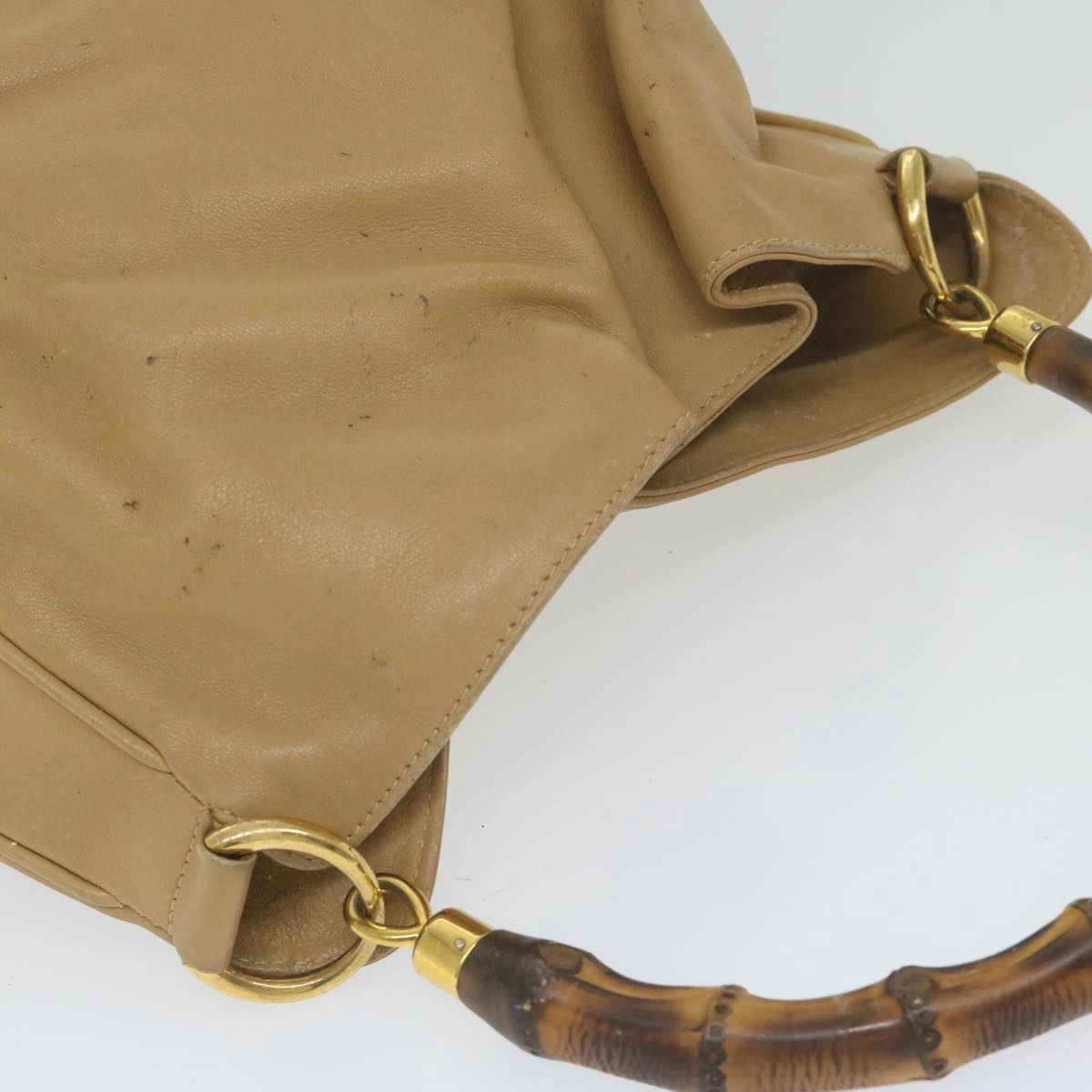 Gucci Bamboo Shoulder Bag Leather Beige