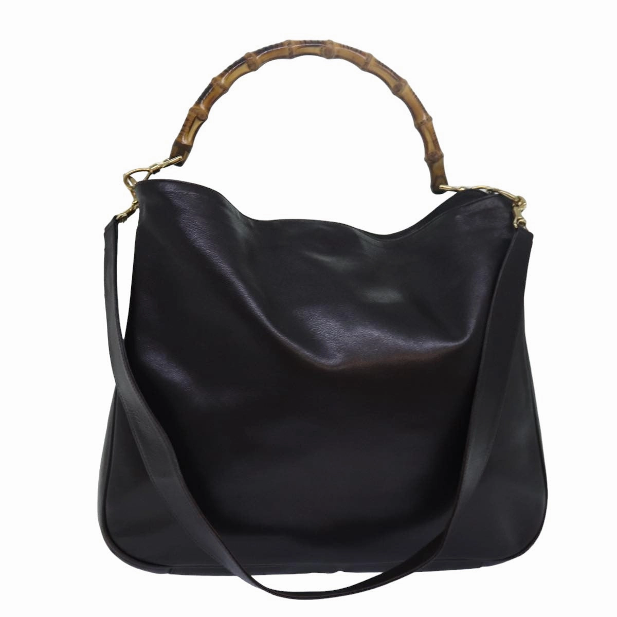 GUCCI Bamboo Shoulder Bag Leather Brown 001 1998 1577  78247