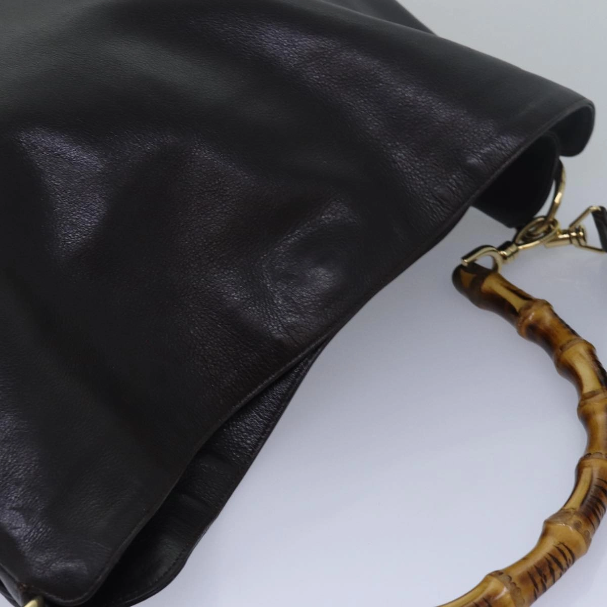 GUCCI Bamboo Shoulder Bag Leather Brown 001 1998 1577  78247