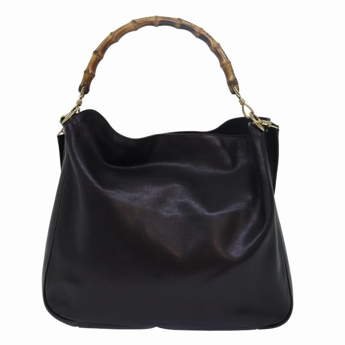 GUCCI Bamboo Shoulder Bag Leather Brown 001 1998 1577  78247