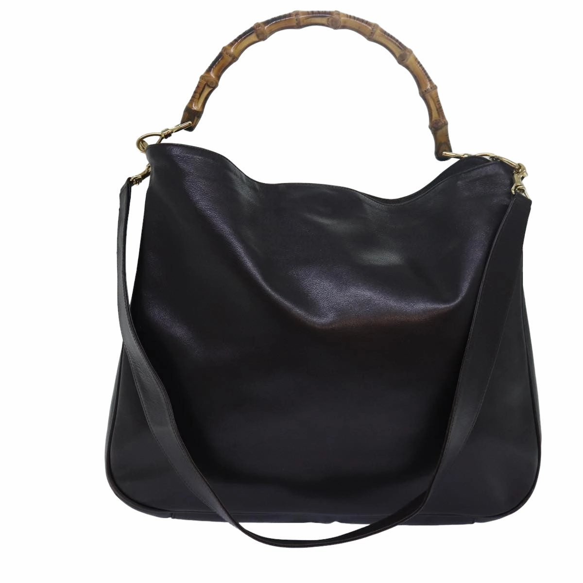 GUCCI Bamboo Shoulder Bag Leather Brown 001 1998 1577  78247