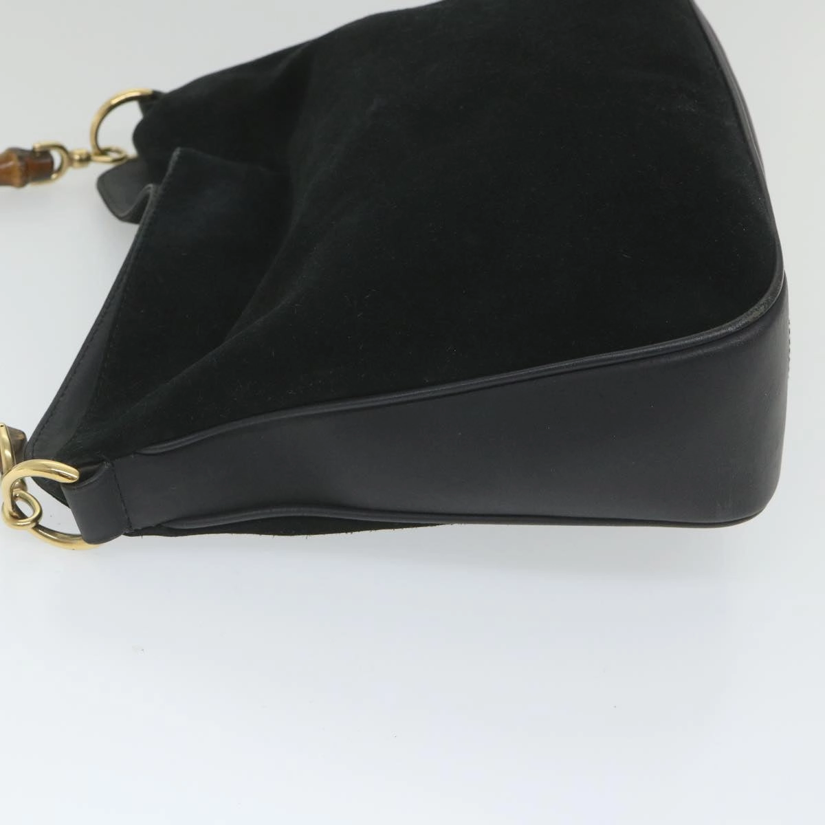 GUCCI Bamboo Shoulder Bag Suede 2way Black 001 1014 1638 0  ep2100