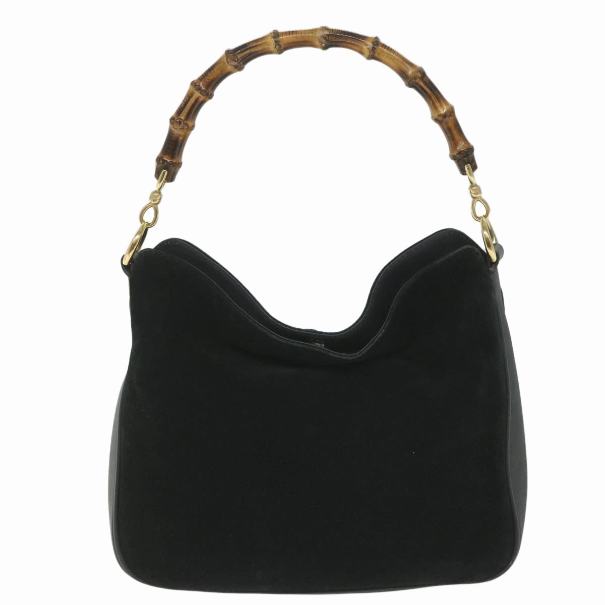 GUCCI Bamboo Shoulder Bag Suede 2way Black 001 1014 1638 0  ep2100