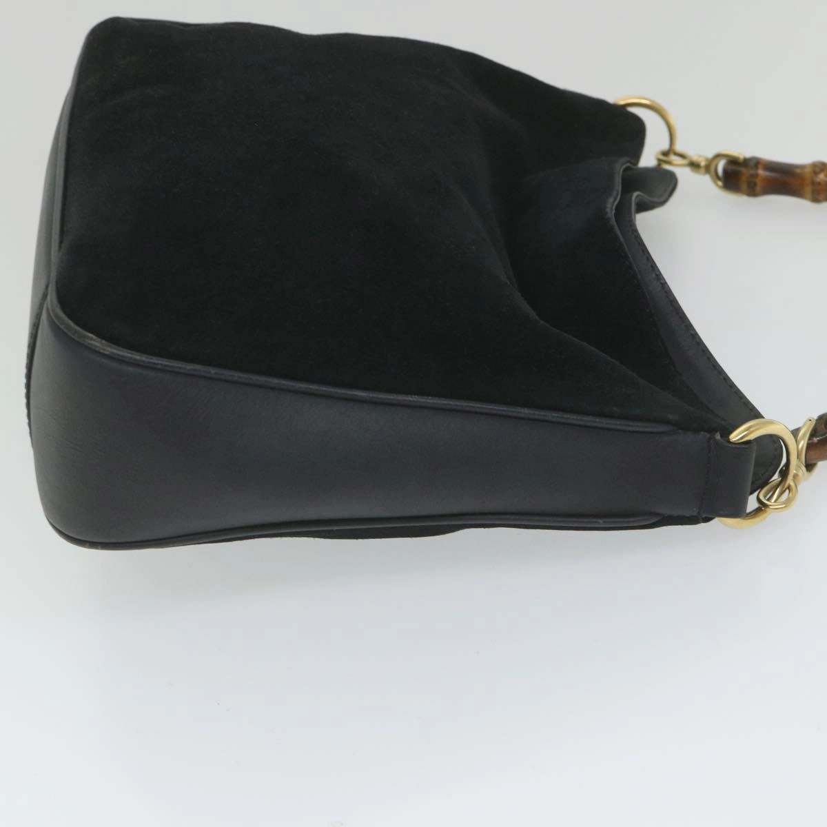 GUCCI Bamboo Shoulder Bag Suede 2way Black 001 1014 1638 0  ep2100