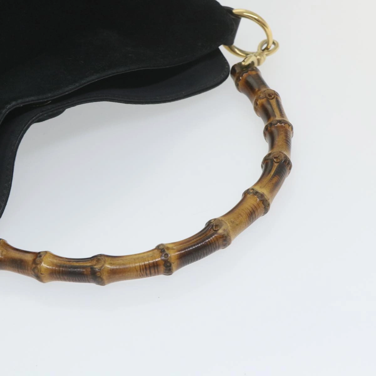 GUCCI Bamboo Shoulder Bag Suede 2way Black 001 1014 1638 0  ep2100
