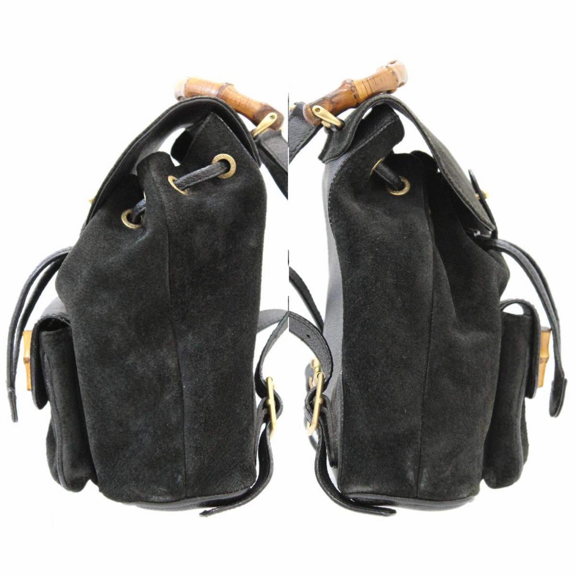 Gucci Bamboo  Suede Leather Backpack (Pre-Owned)