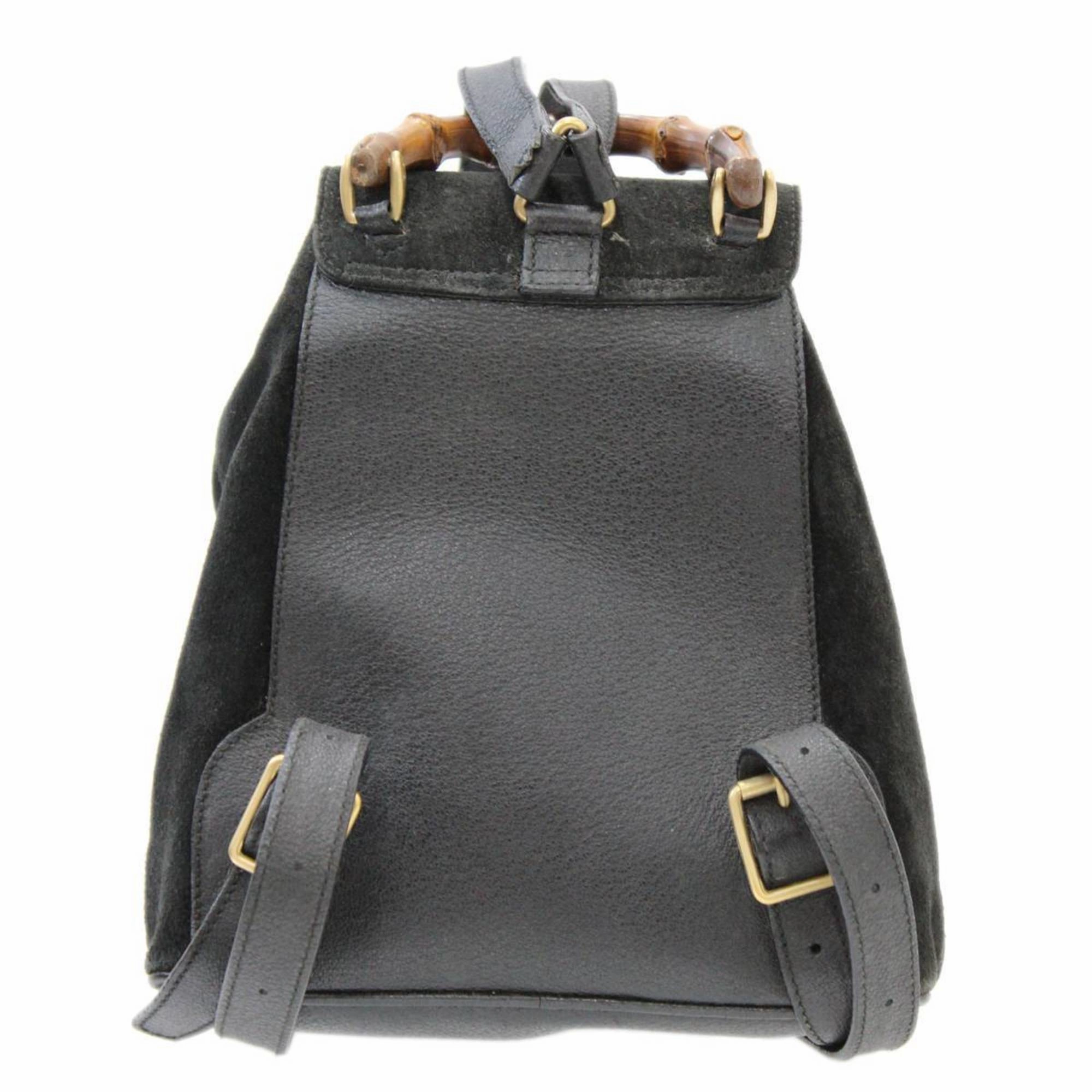 Gucci Bamboo  Suede Leather Backpack (Pre-Owned)