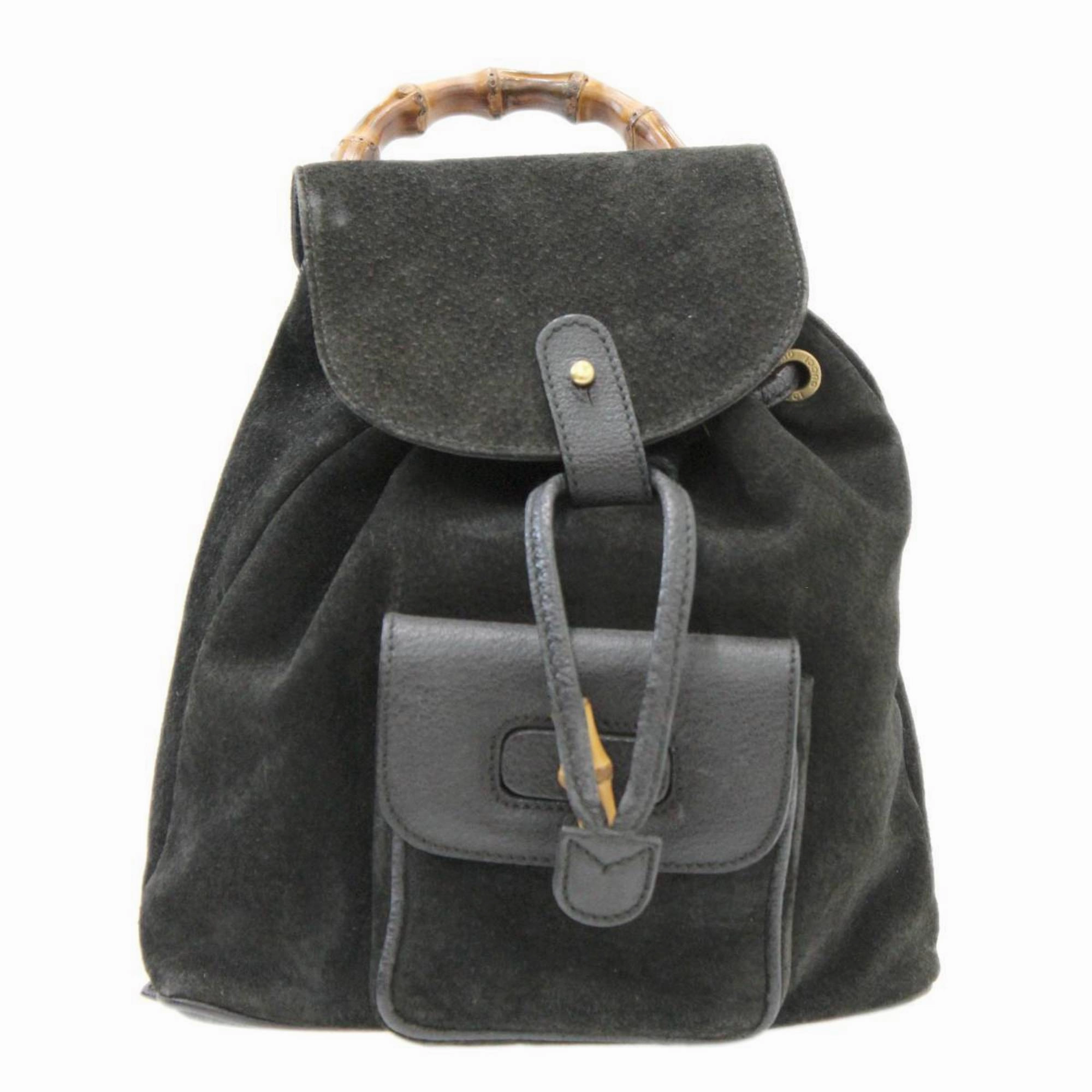 Gucci Bamboo  Suede Leather Backpack (Pre-Owned)