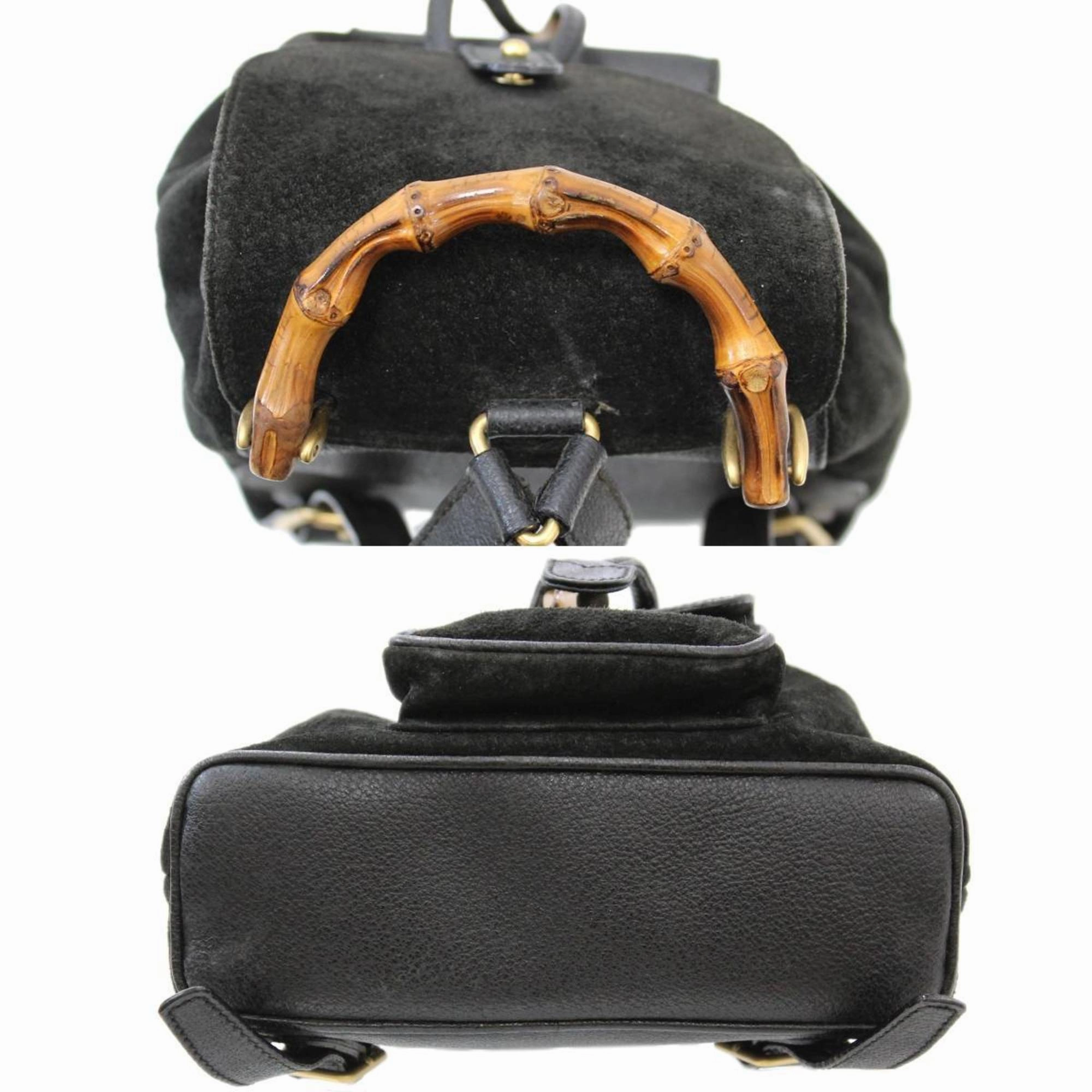 Gucci Bamboo  Suede Leather Backpack (Pre-Owned)