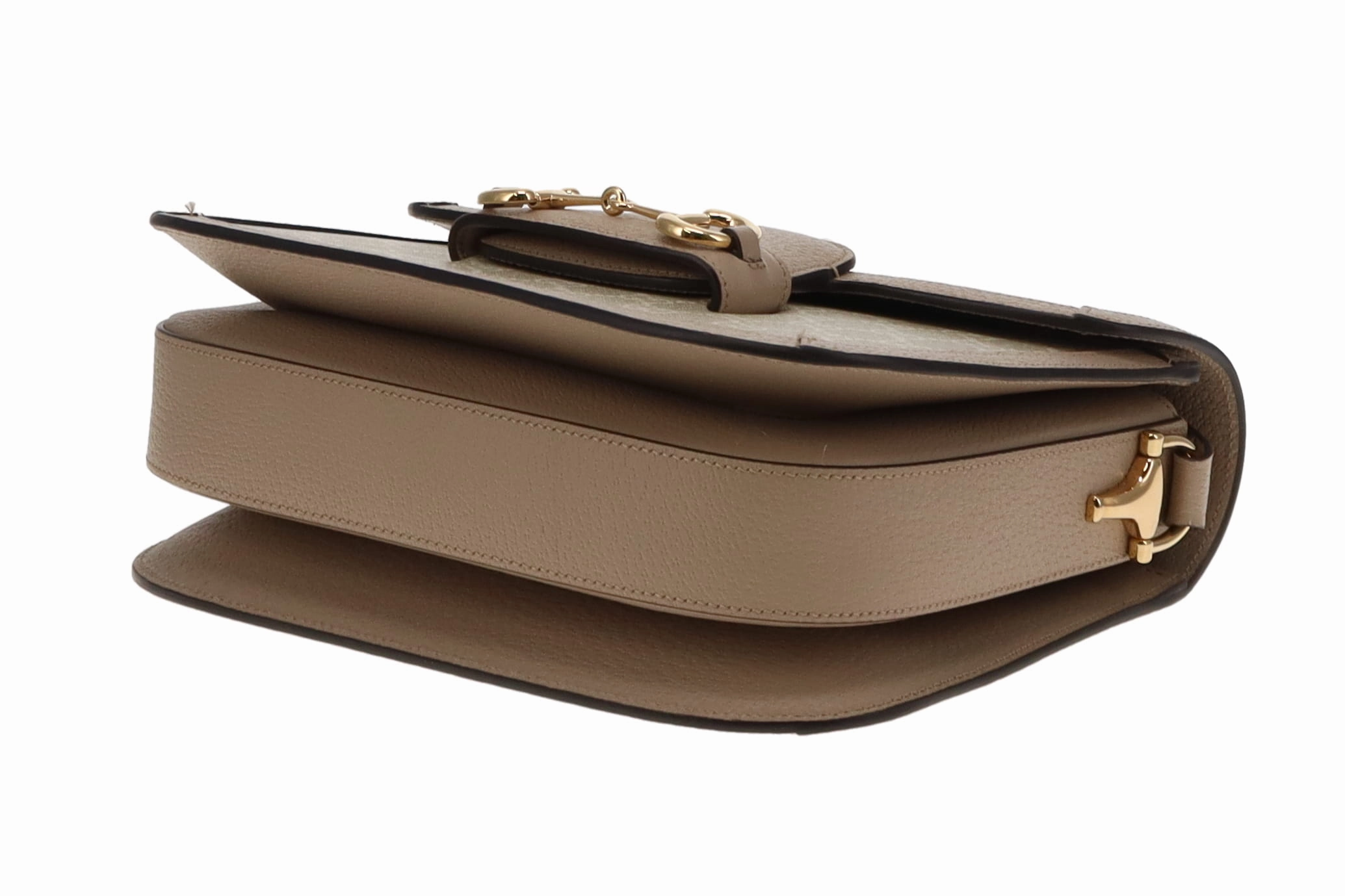 Gucci Beige and White Classic GG Supreme Horsebit 1955 Small Shoulder Bag
