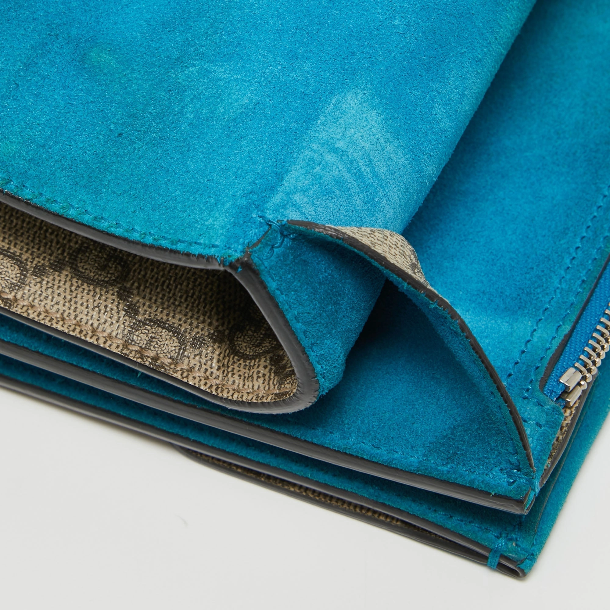Gucci Beige/blue Gg Supreme Canvas And Suede Small Dionysus Shoulder Bag