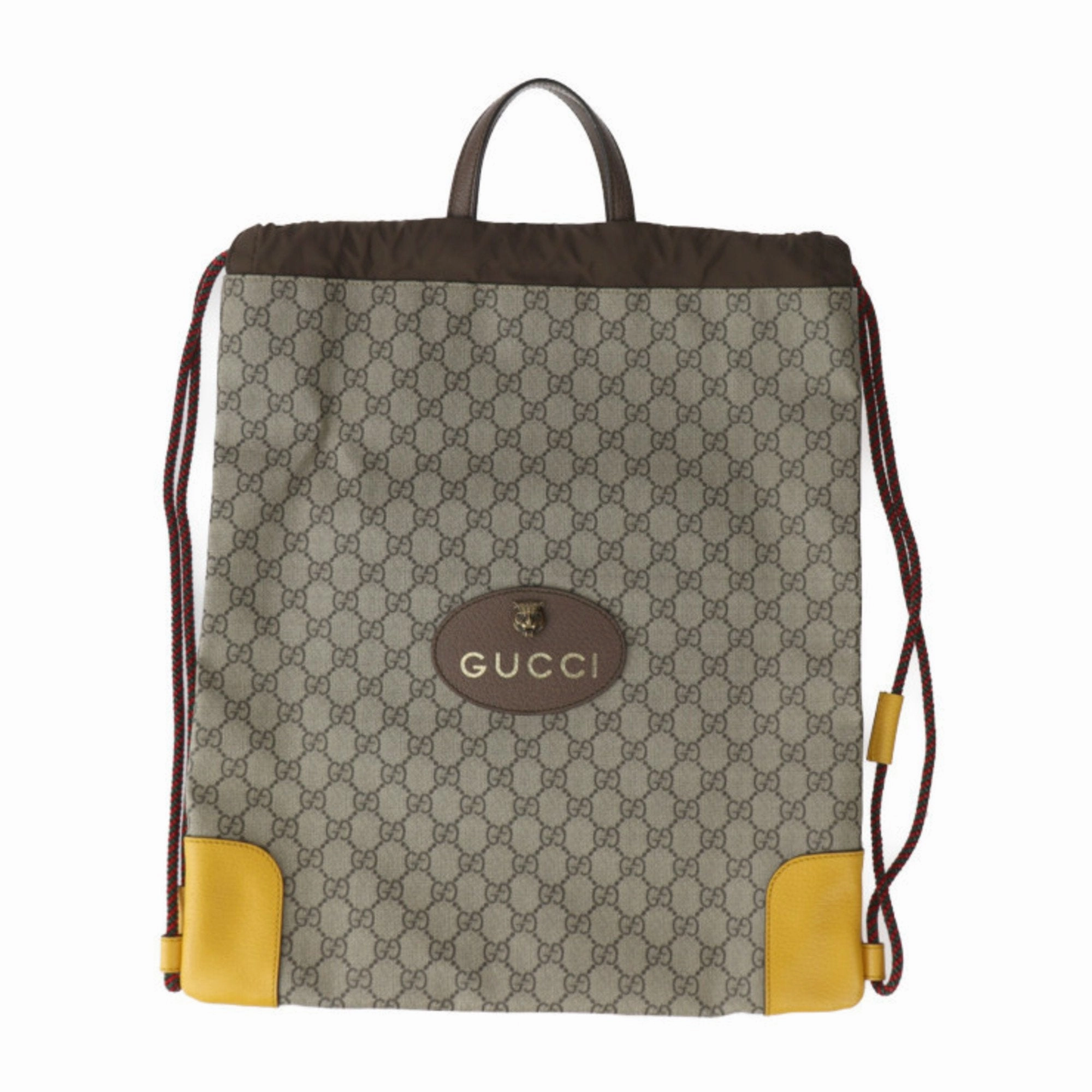 Gucci Beige Brown Yellow Pvc Leather Backpack Handbag Shoulder Bag ()