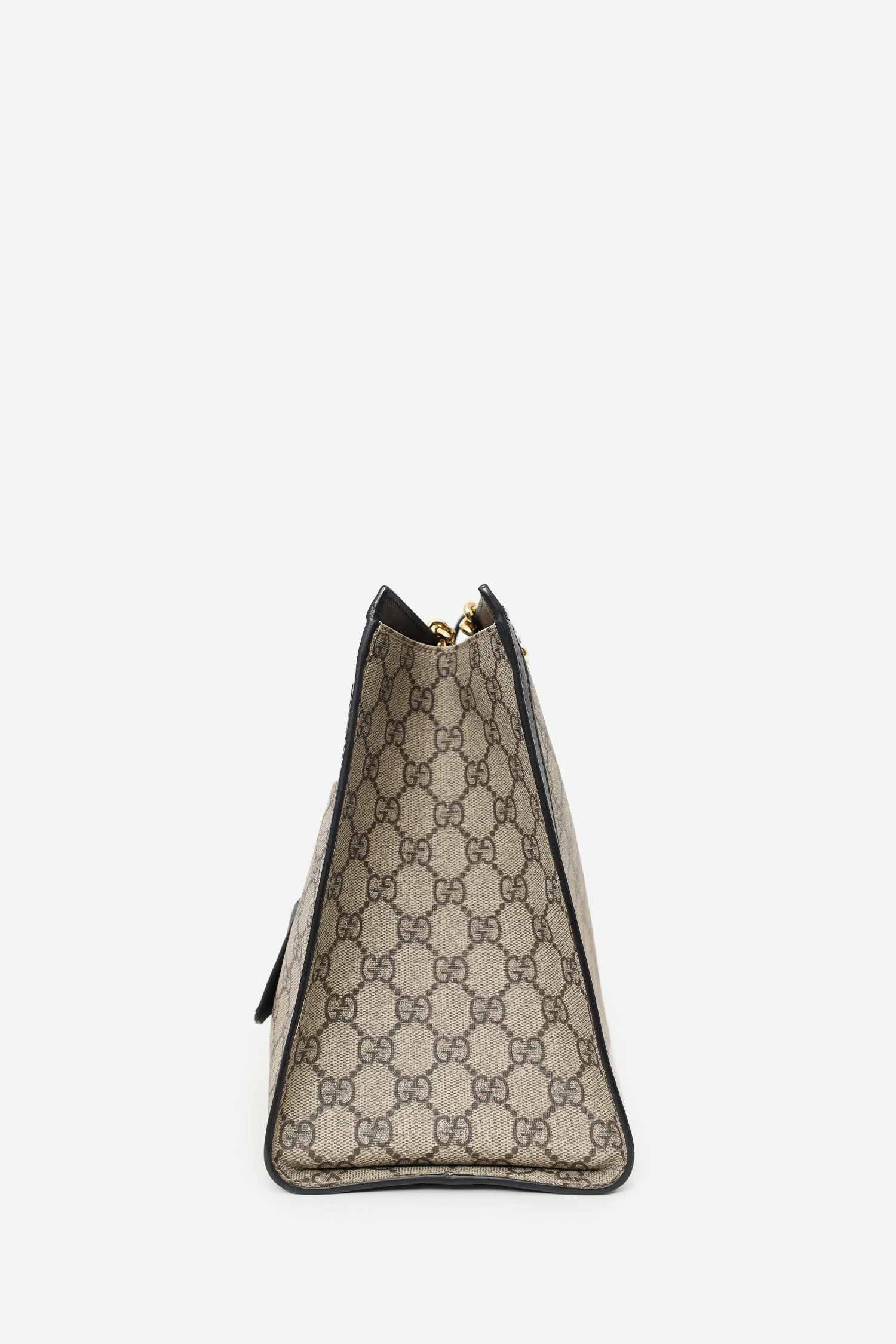 Gucci Black/Brown Leather/Coated Canvas GG Supreme Medium Padlock Shoulder Bag