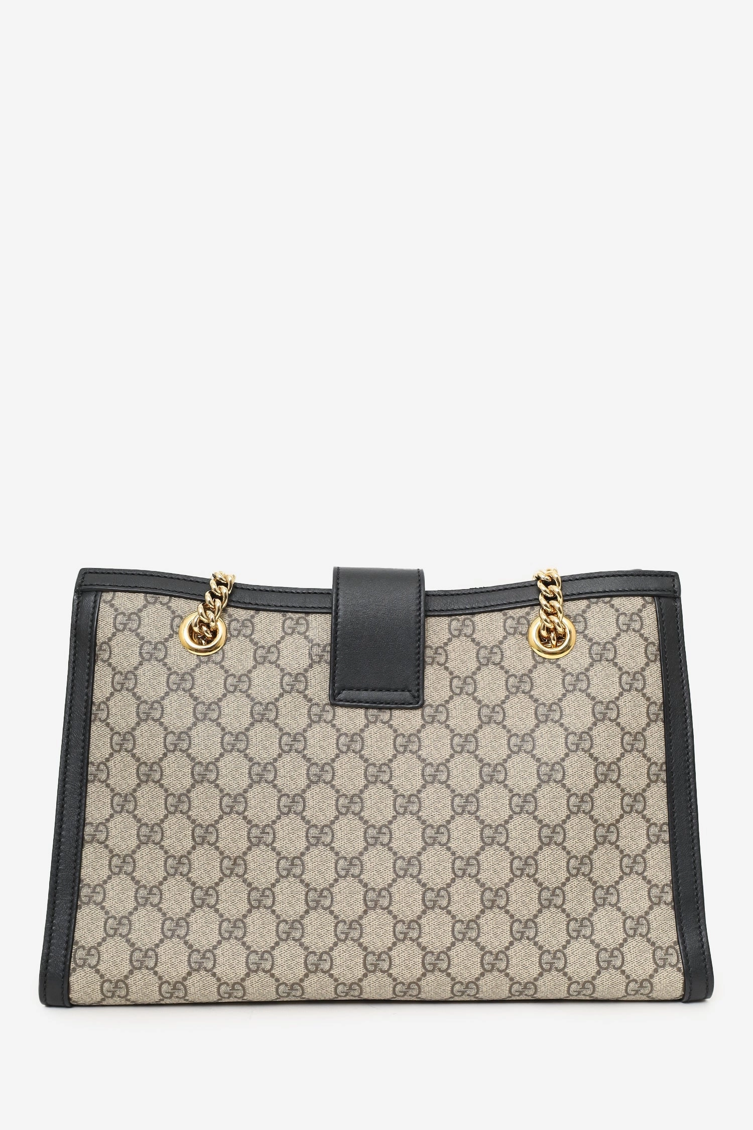 Gucci Black/Brown Leather/Coated Canvas GG Supreme Medium Padlock Shoulder Bag