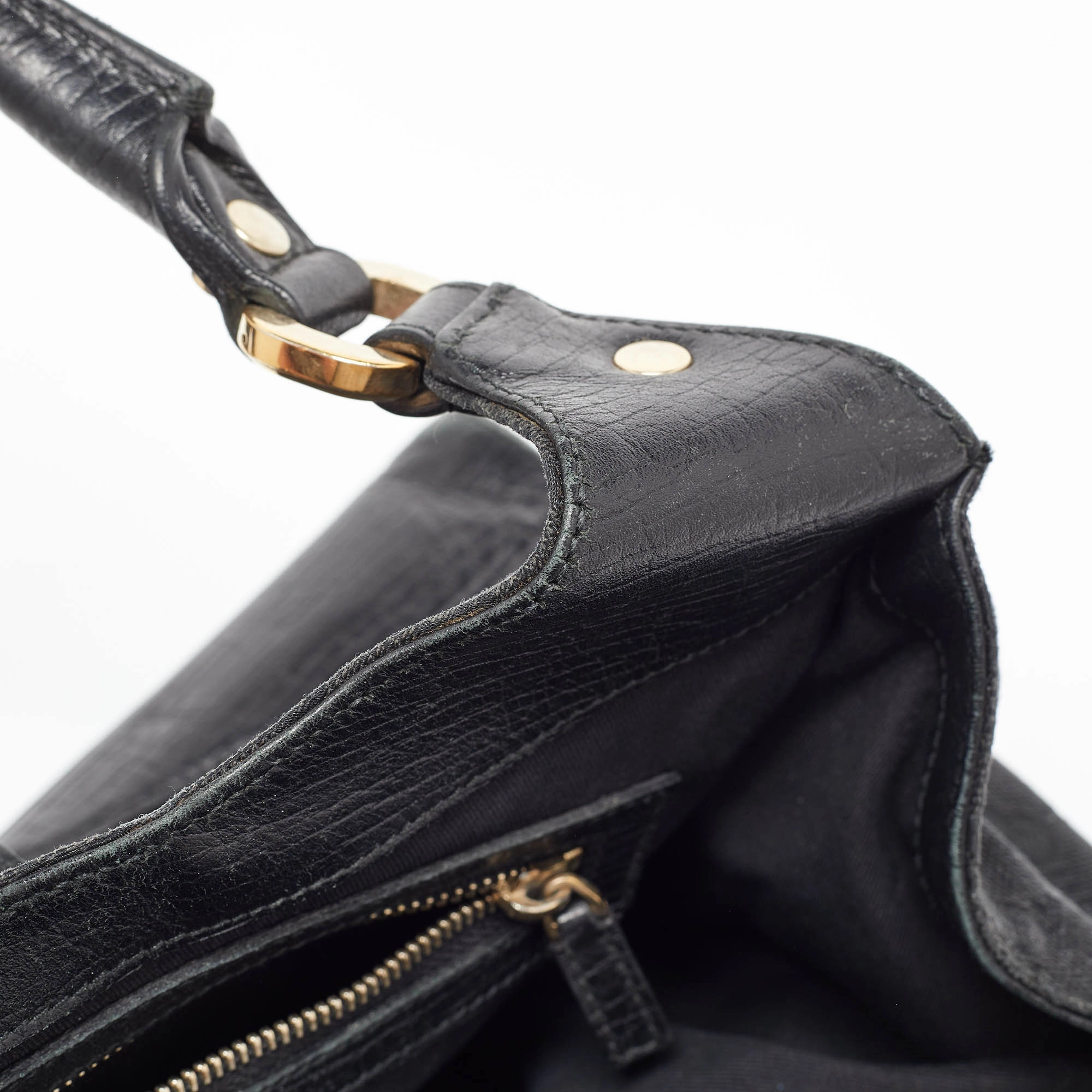 Gucci Black Gg Canvas And Leather Junco Shoulder Bag