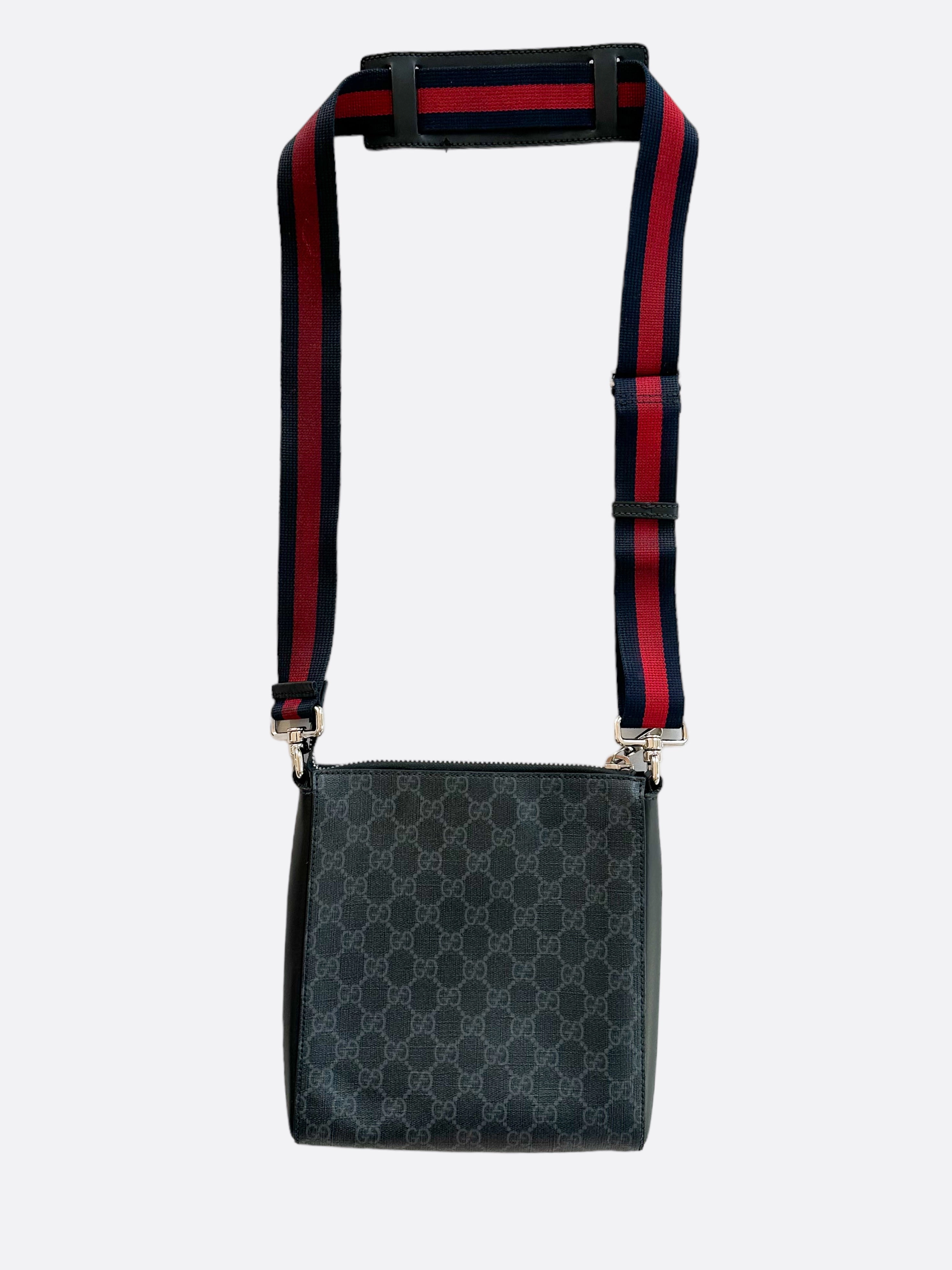 Gucci Black GG Monogram Patch Night Courier Messenger Bag