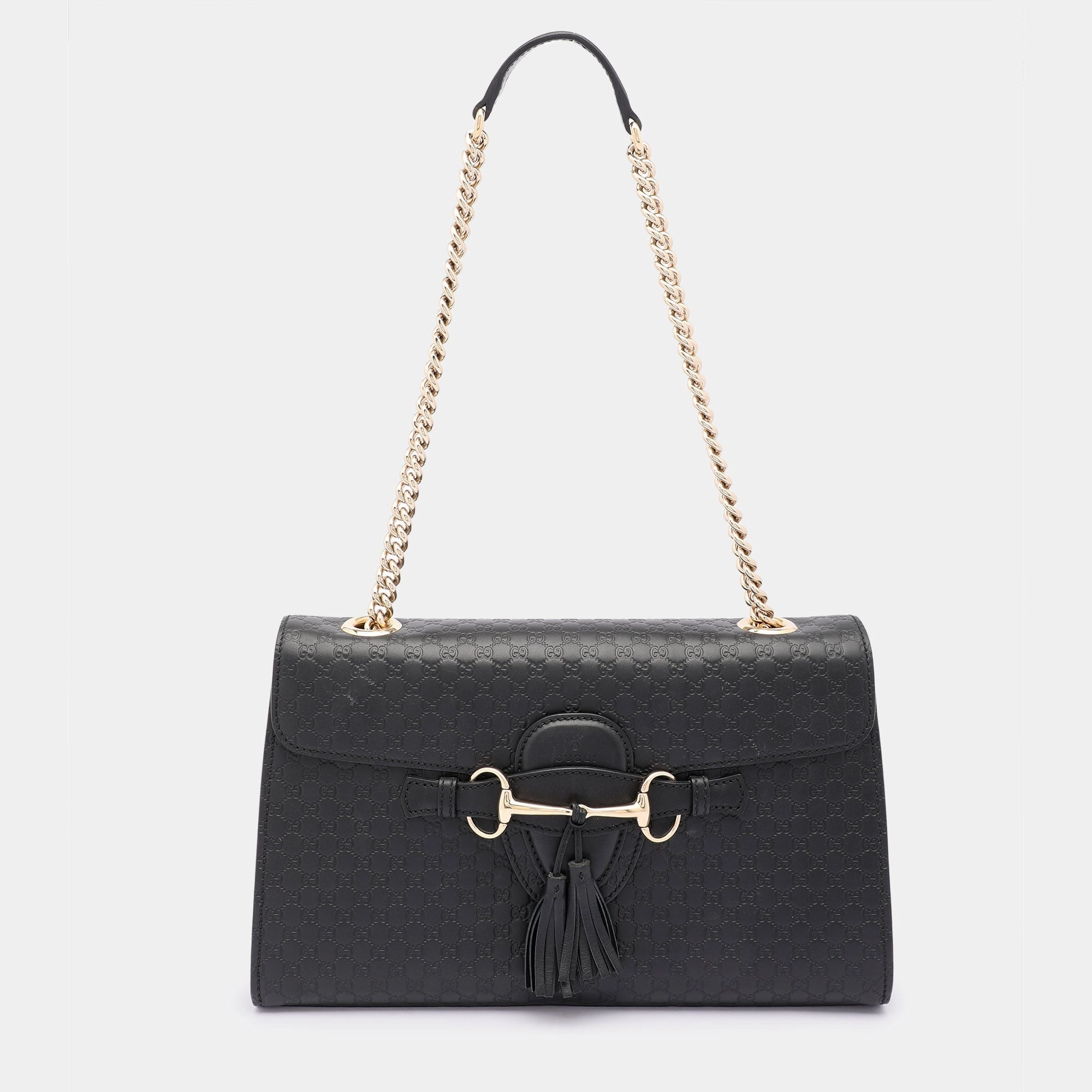 Gucci Black Microguccissima Leather Medium Emily Chain Shoulder Bag