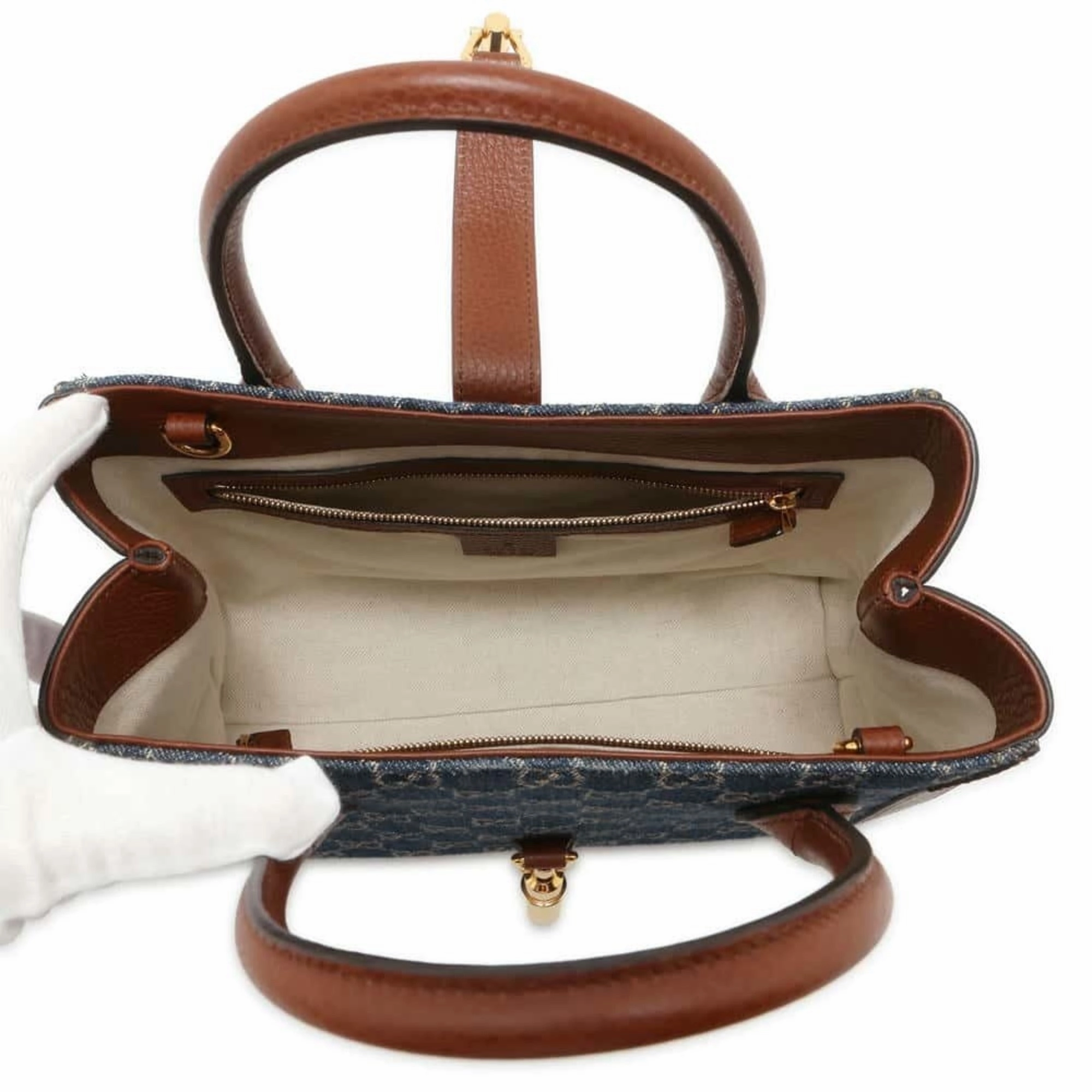 Gucci blue  blue Leather Shoulder Bag Tote Bag (Pre-Owned)