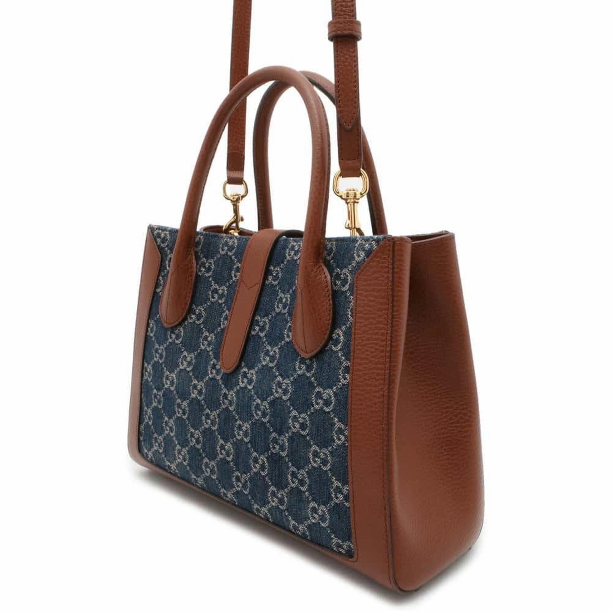 Gucci blue  blue Leather Shoulder Bag Tote Bag (Pre-Owned)