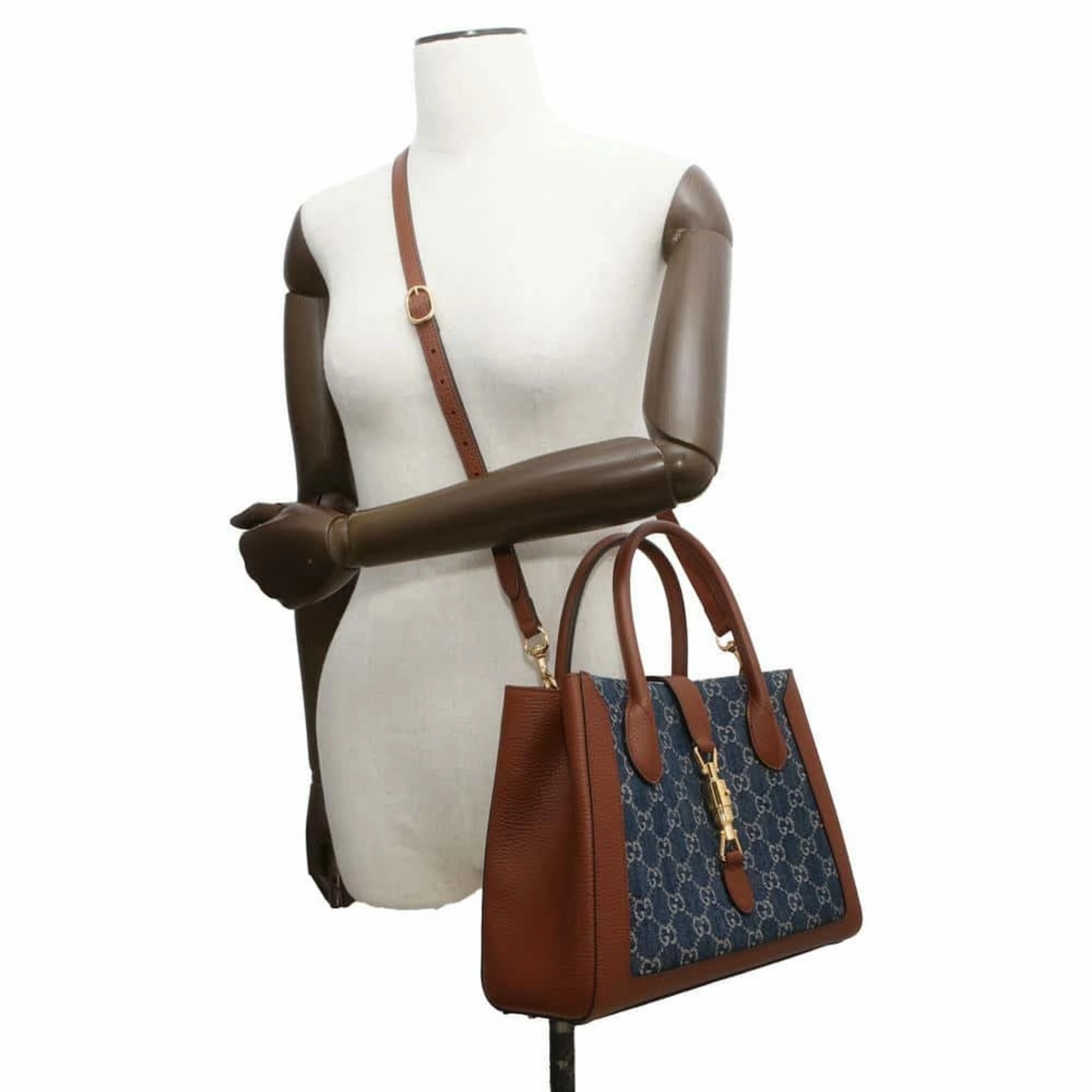 Gucci blue  blue Leather Shoulder Bag Tote Bag (Pre-Owned)