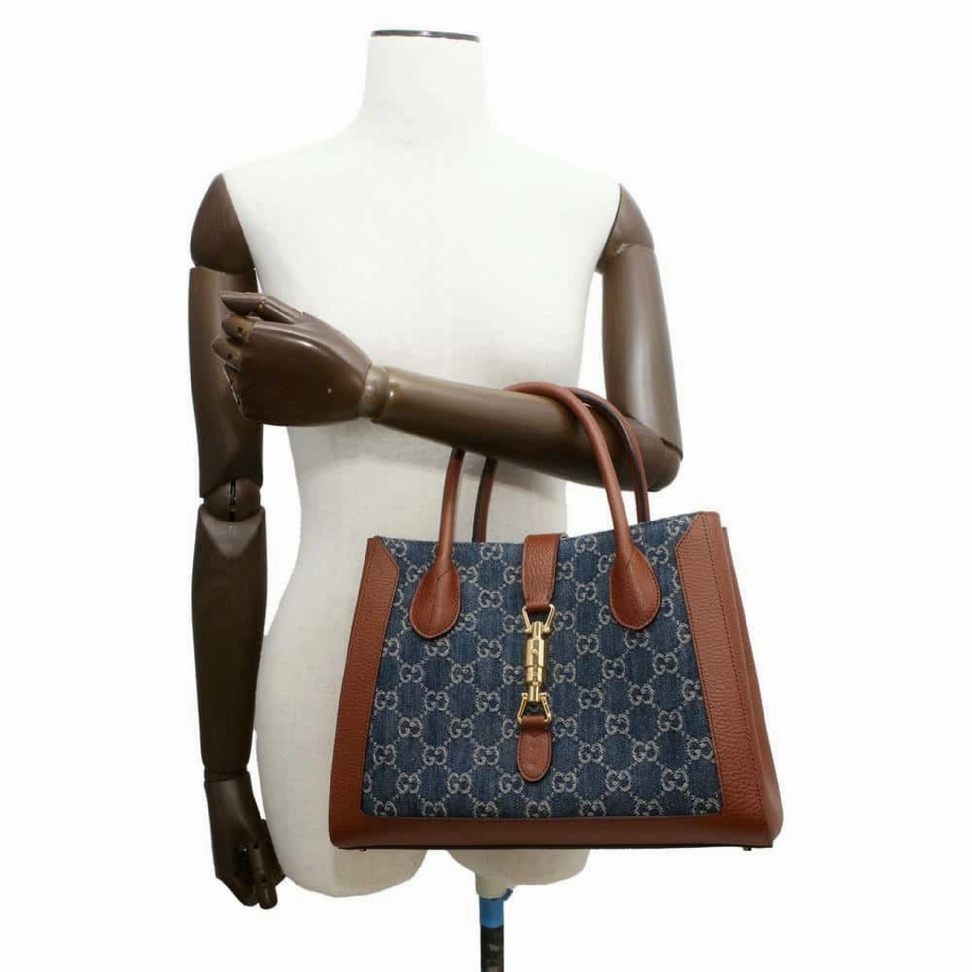 Gucci blue  blue Leather Shoulder Bag Tote Bag (Pre-Owned)