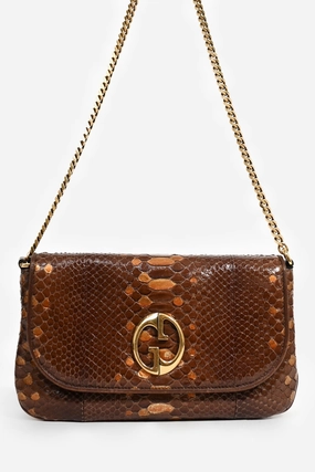 Gucci Brown Python '1973' Shoulder Bag
