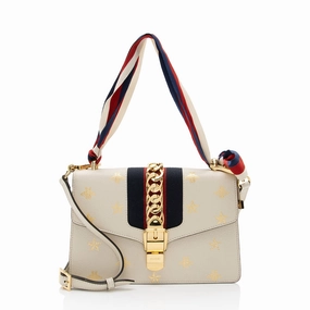 Gucci Calfskin Bee & Star Sylvie Small Shoulder Bag (SHF-IX45Hi)
