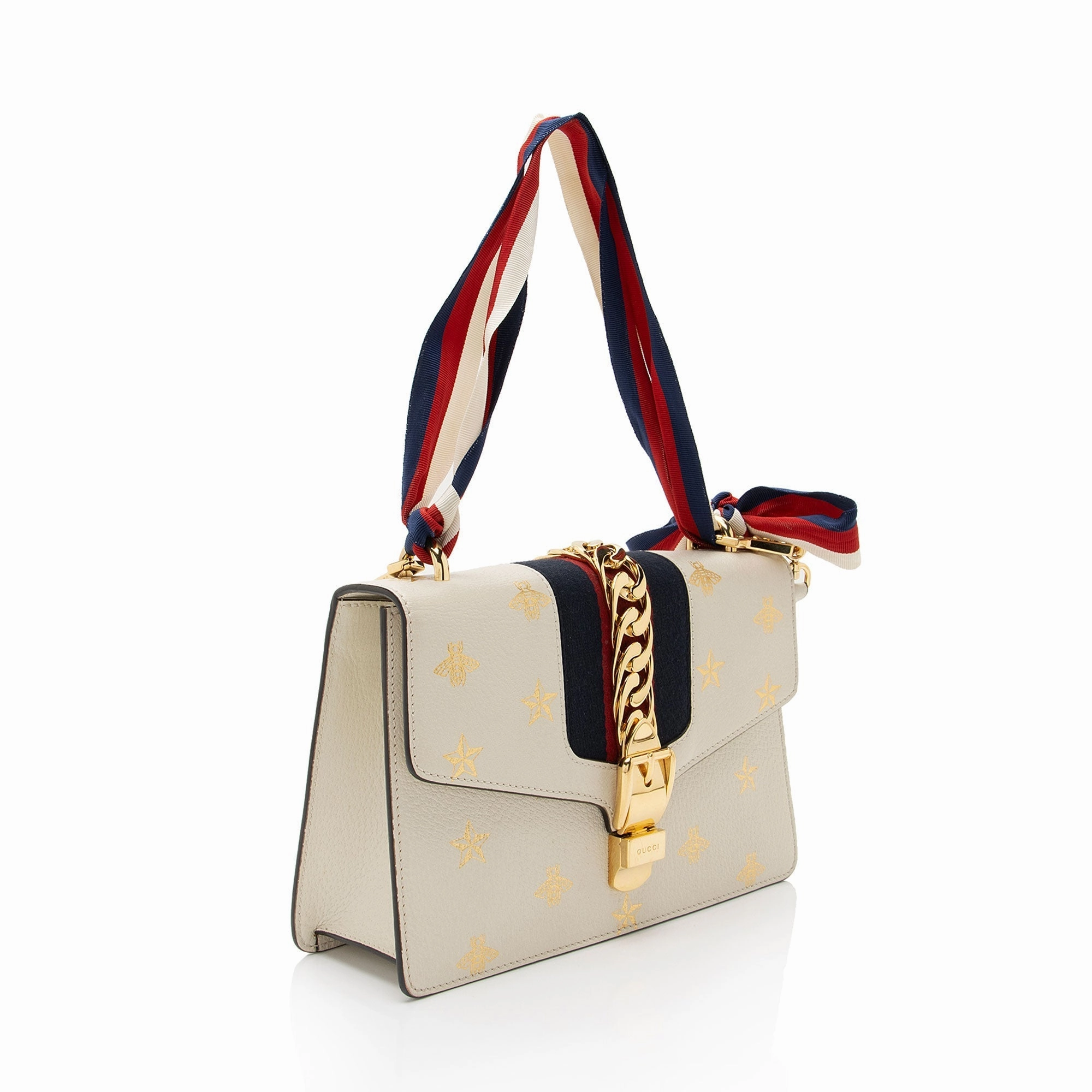 Gucci Calfskin Bee & Star Sylvie Small Shoulder Bag (SHF-IX45Hi)