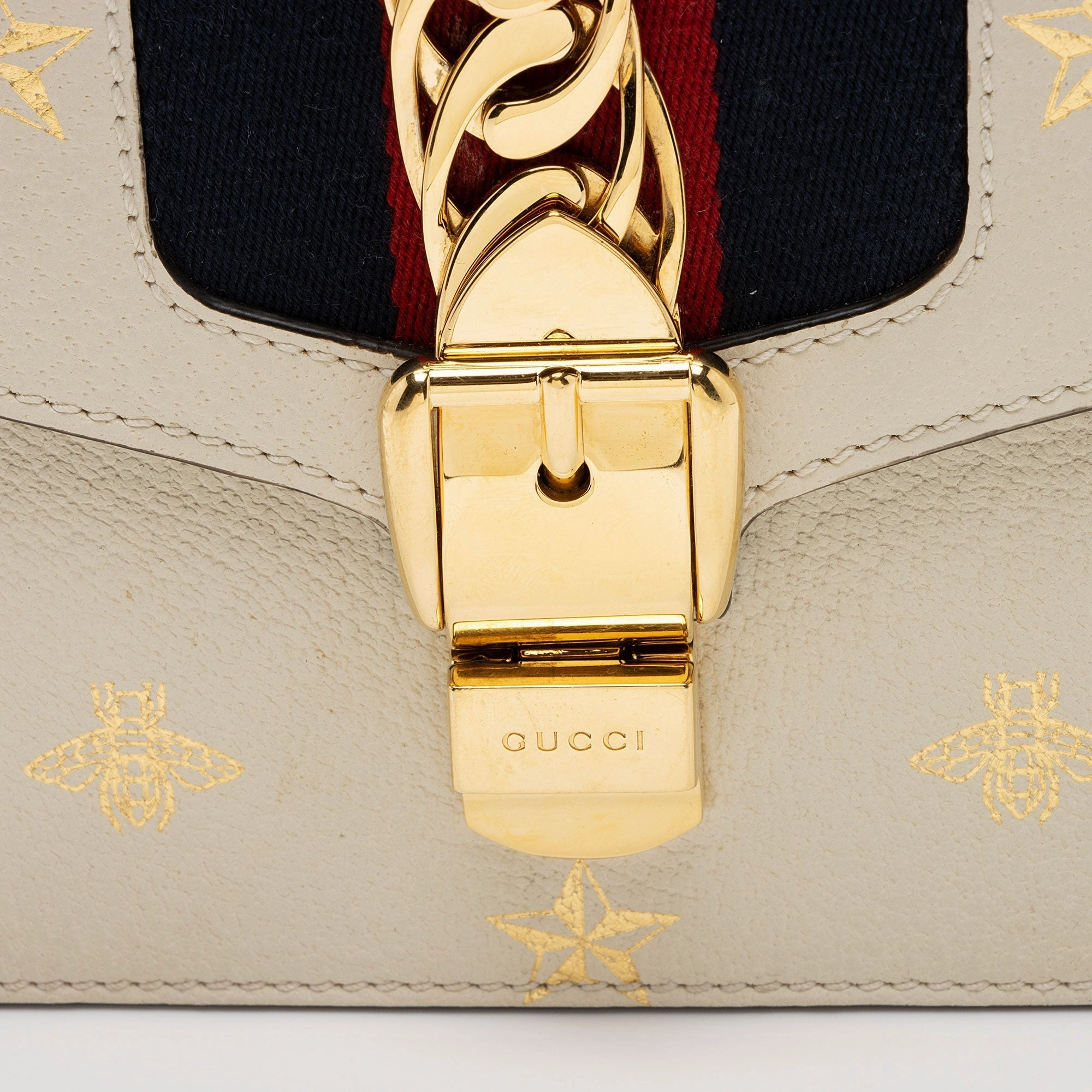 Gucci Calfskin Bee & Star Sylvie Small Shoulder Bag (SHF-IX45Hi)