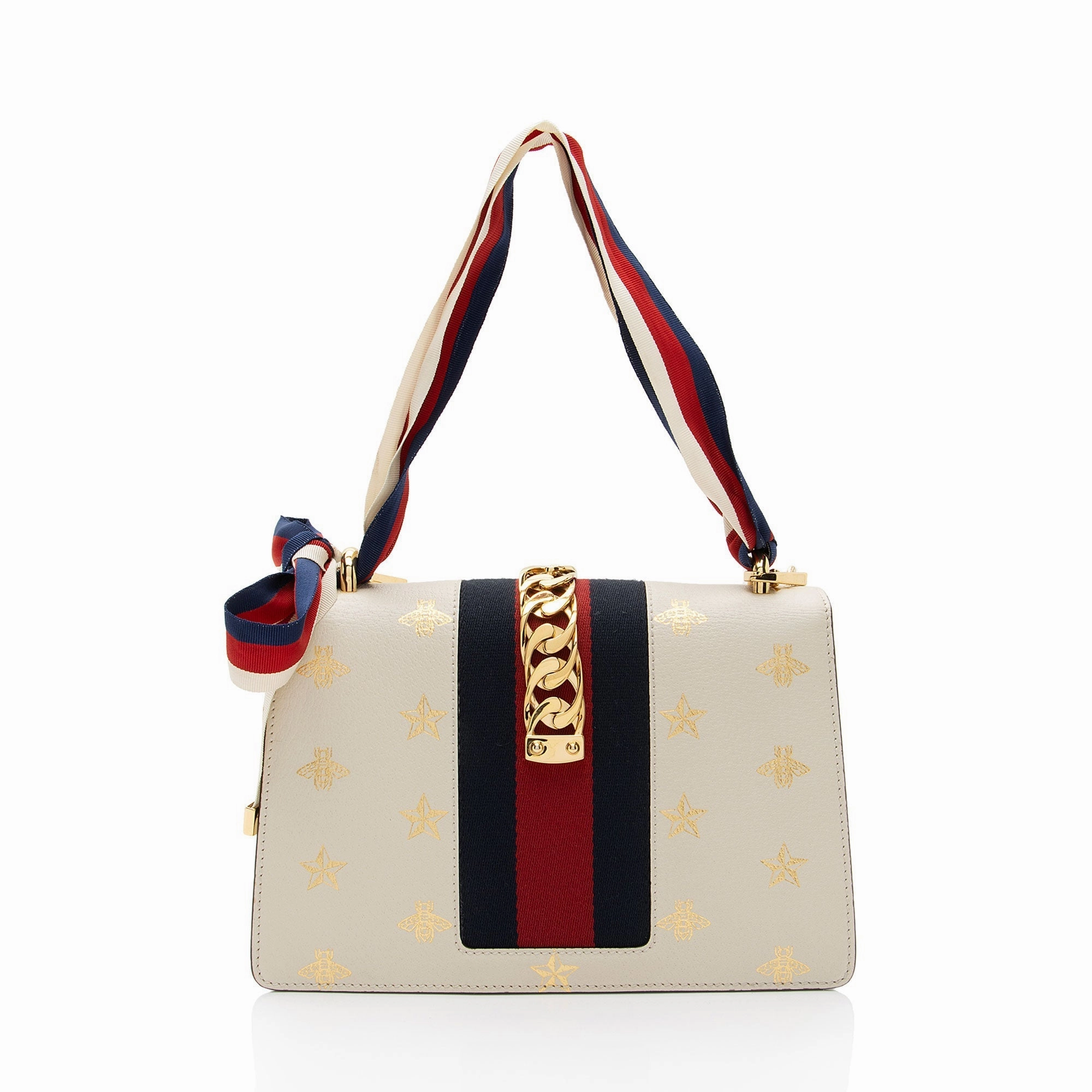 Gucci Calfskin Bee & Star Sylvie Small Shoulder Bag (SHF-IX45Hi)