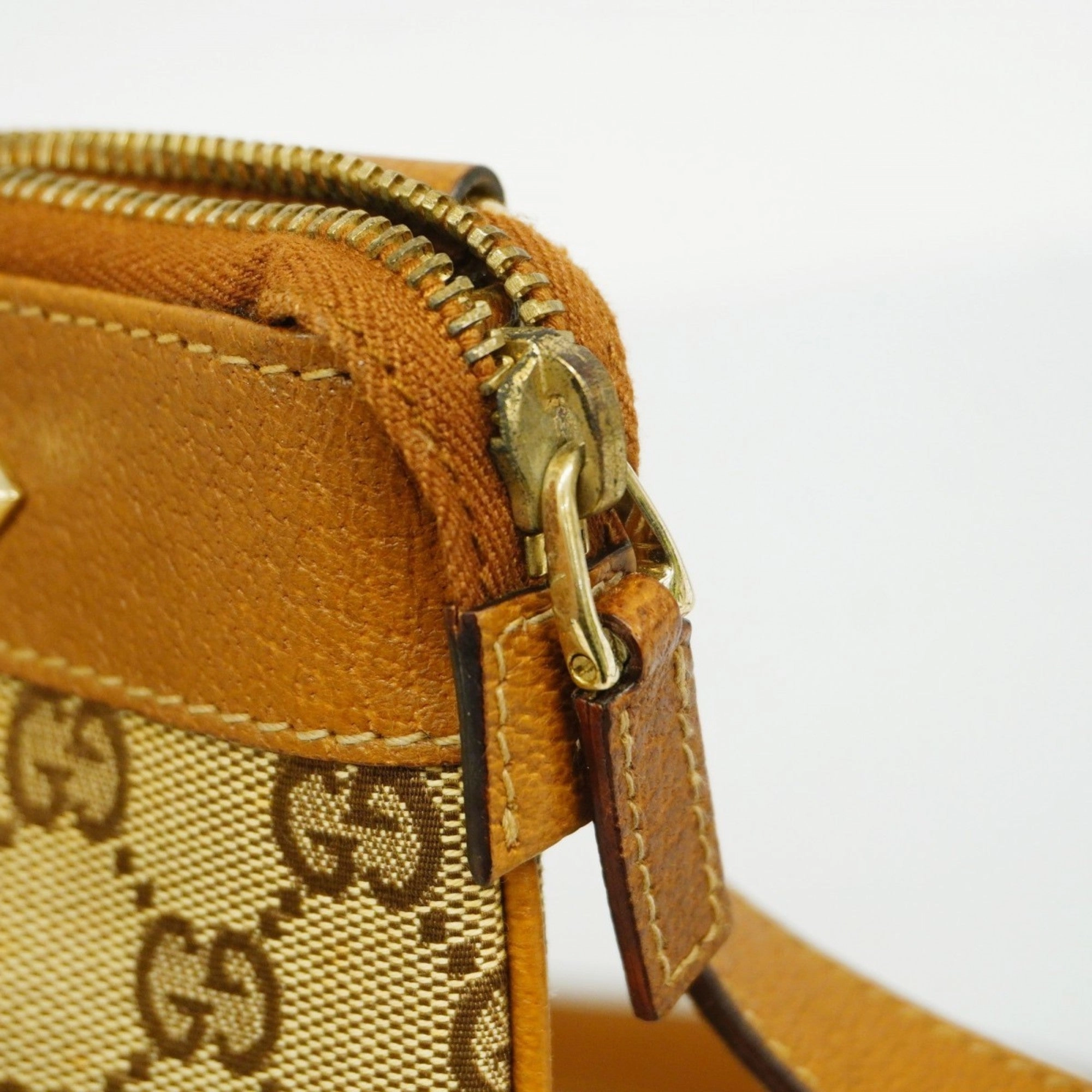 Gucci  Canvas Leather Shoulder Bag (Pre-Owned)