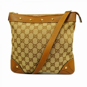 Gucci  Canvas Leather Shoulder Bag (Pre-Owned)