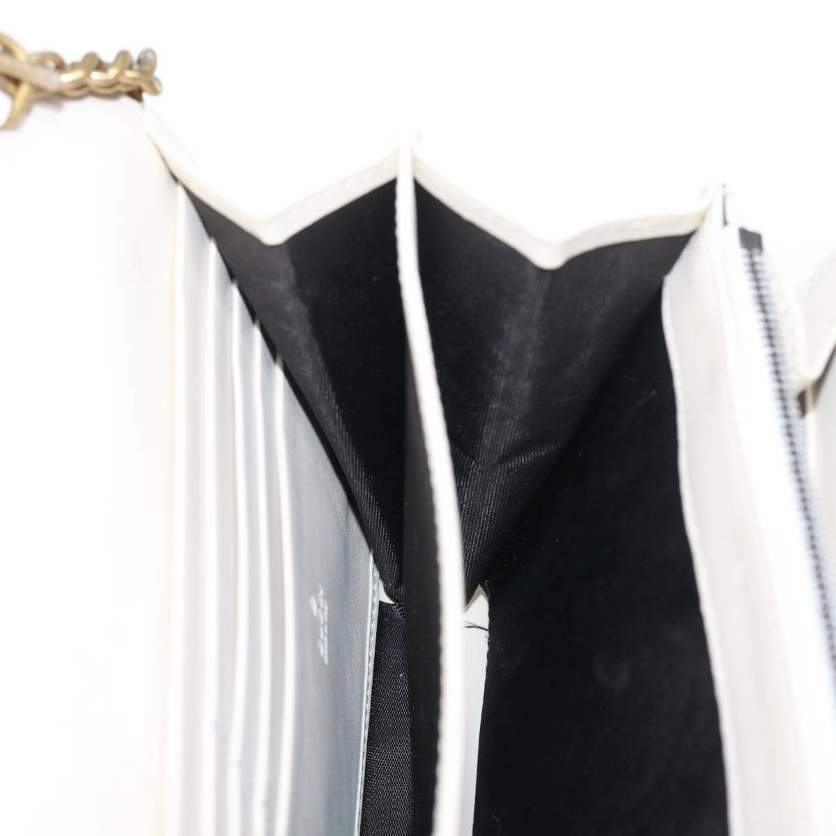 GUCCI Chain Shoulder Bag Leather White 474575 2149  bs8823