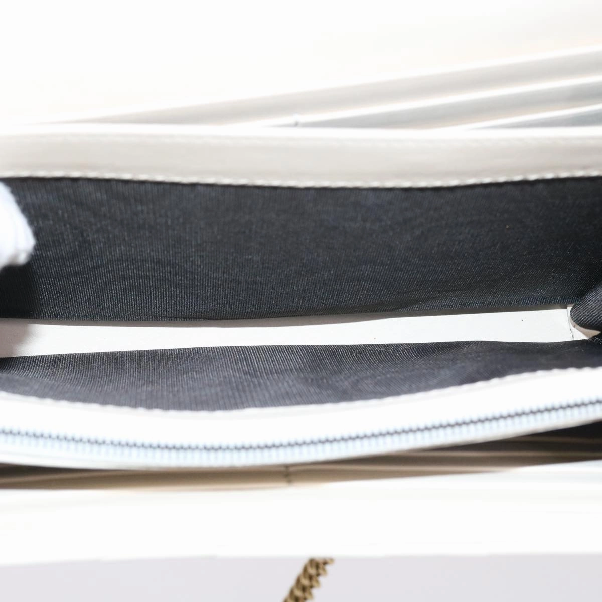 GUCCI Chain Shoulder Bag Leather White 474575 2149  bs8823