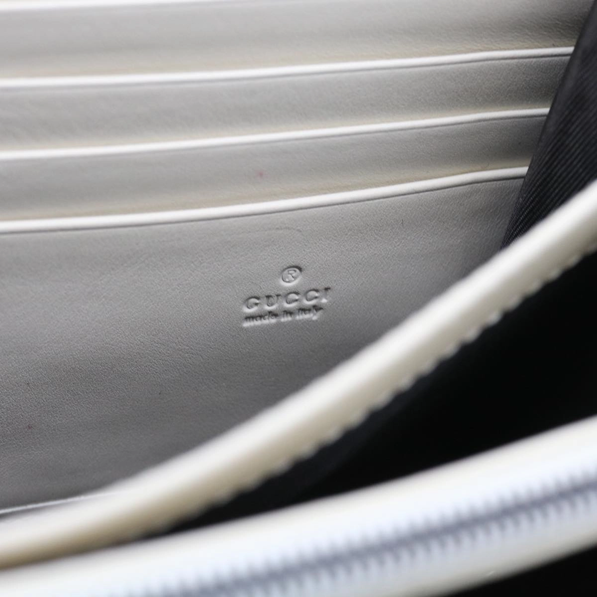 GUCCI Chain Shoulder Bag Leather White 474575 2149  bs8823