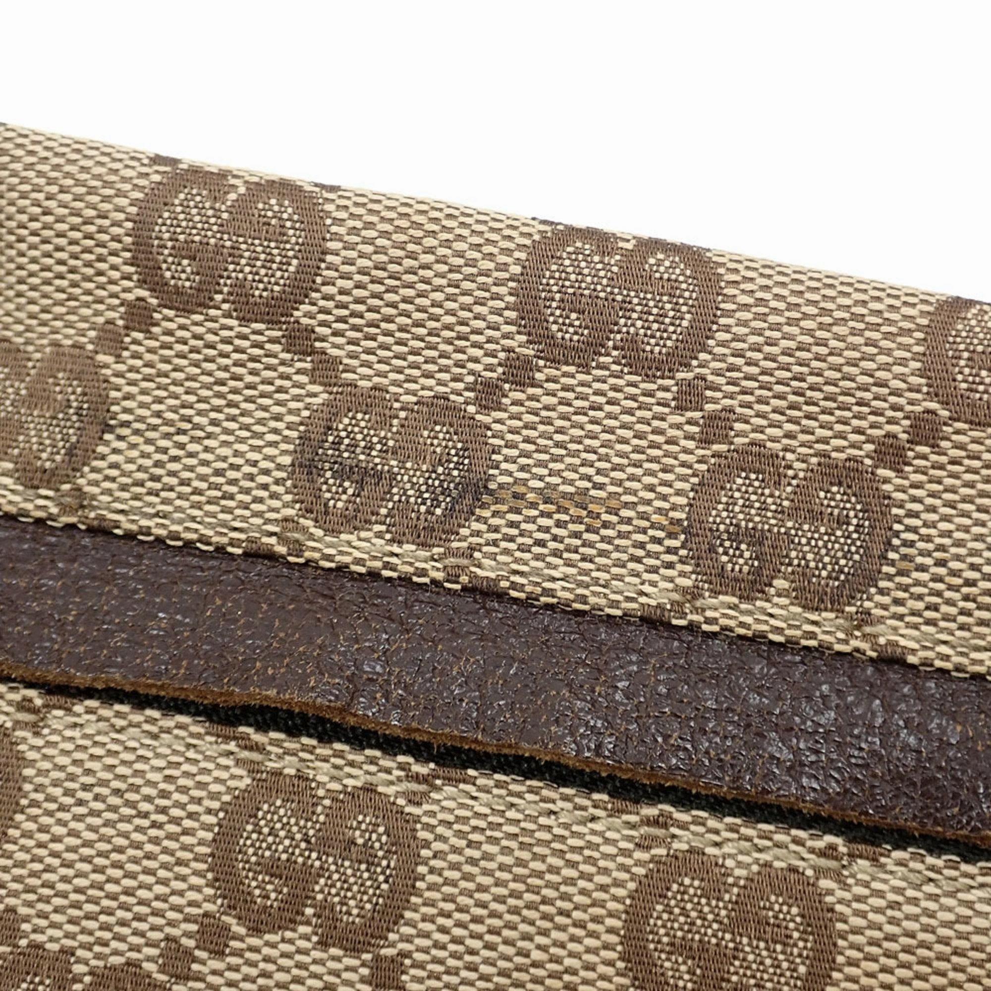 Gucci Gg Canvas Leather Fanny Pack Pouch Sling Bag (Pre-Owned)