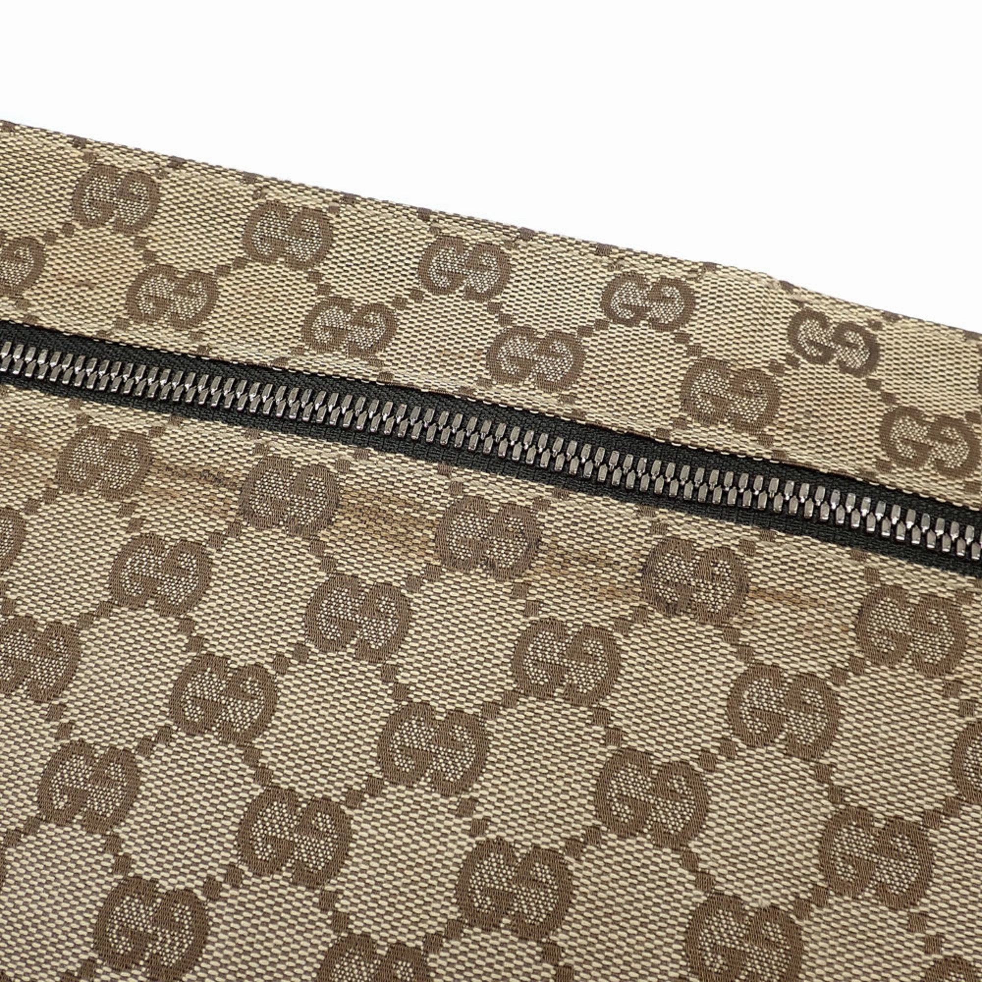 Gucci Gg Canvas Leather Fanny Pack Pouch Sling Bag (Pre-Owned)