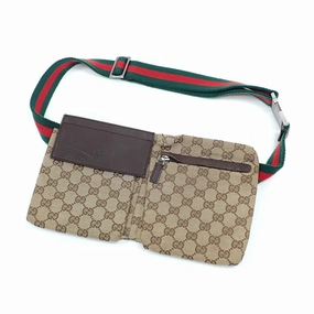Gucci Gg Canvas Leather Fanny Pack Pouch Sling Bag (Pre-Owned)
