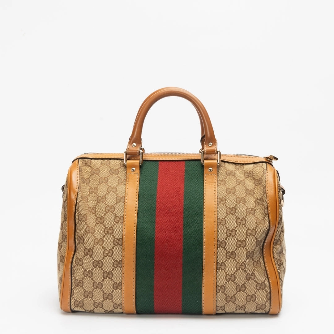 Gucci GG Canvas Medium Vintage Web Boston Bag