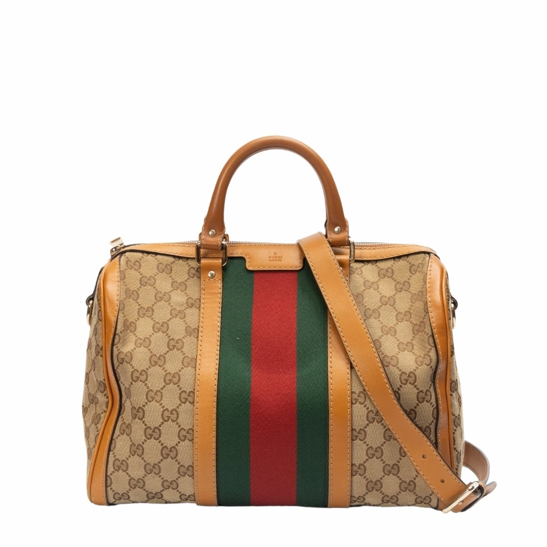 Gucci GG Canvas Medium Vintage Web Boston Bag
