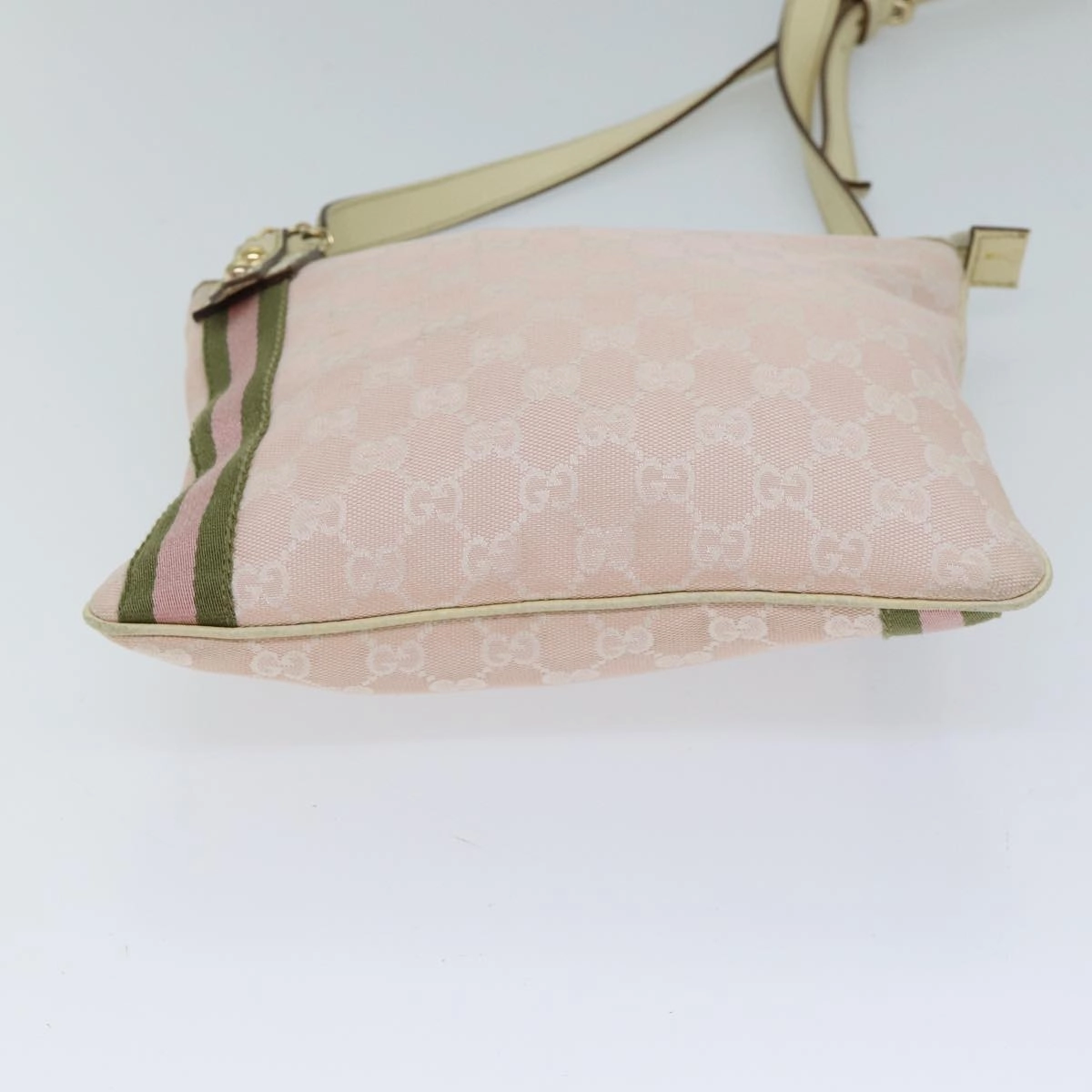 Gucci Gg Canvas Sherry Line Shoulder Bag Pink Khaki