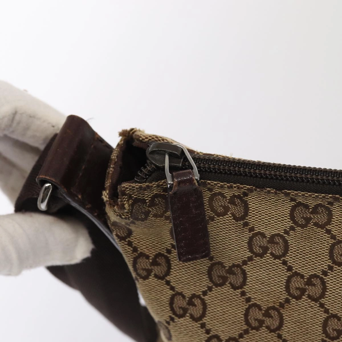 GUCCI GG Canvas Shoulder Bag Beige 145857  84432
