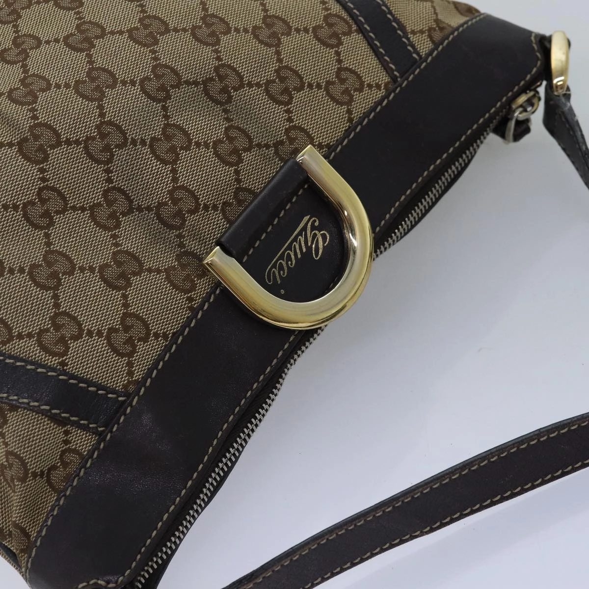 GUCCI GG Canvas Shoulder Bag Beige 203257  75598