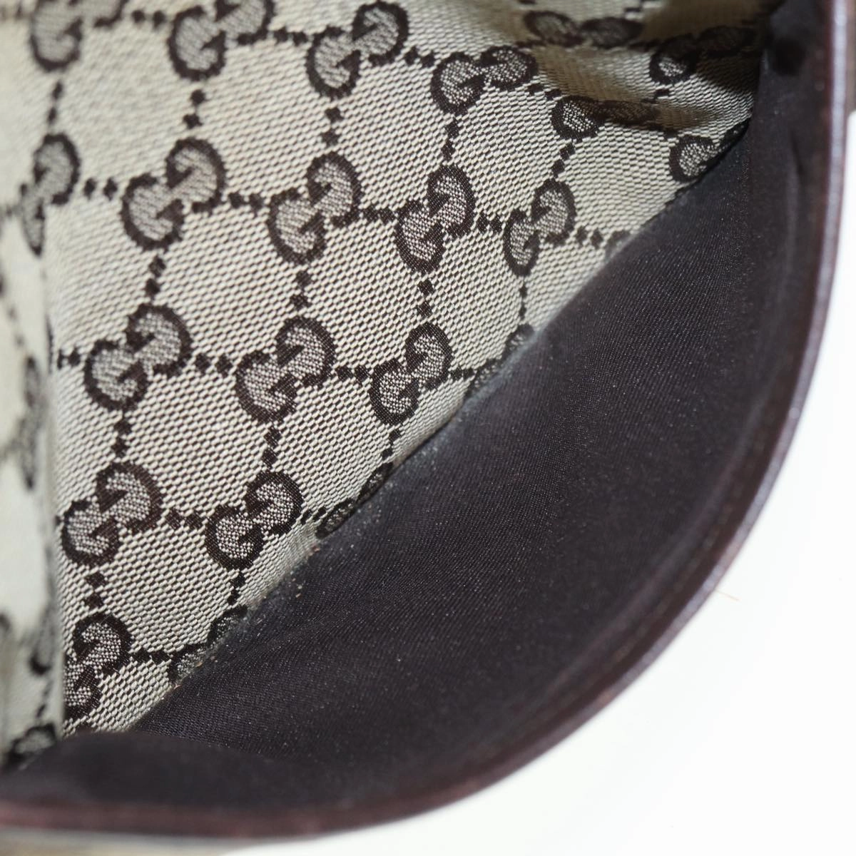 GUCCI GG Canvas Shoulder Bag Beige Brown Silver 147671  87163