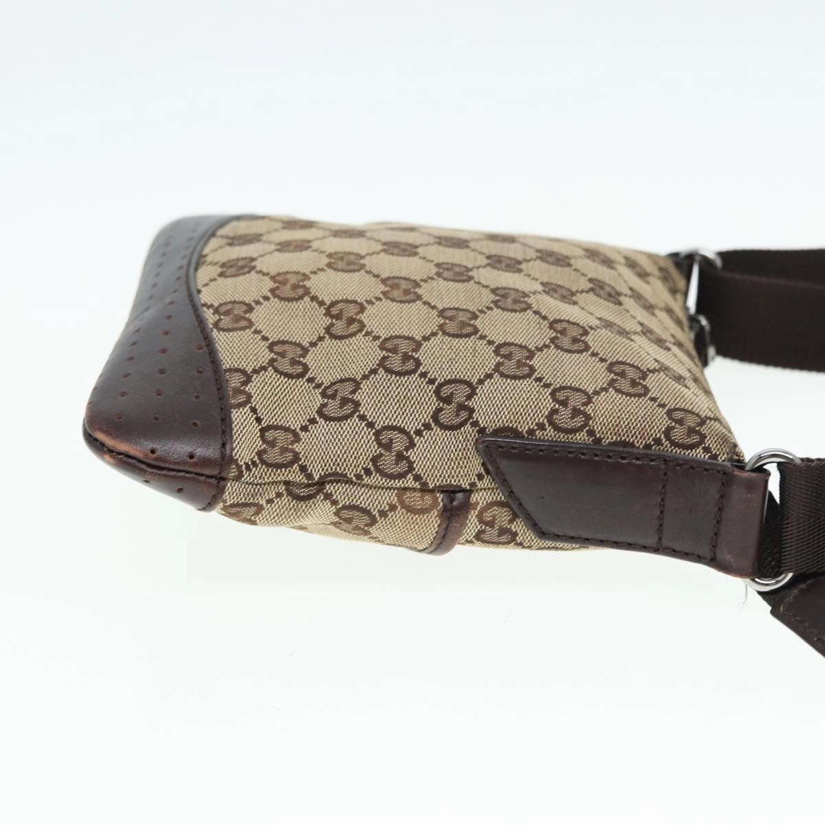 GUCCI GG Canvas Shoulder Bag Beige Brown Silver 147671  87163