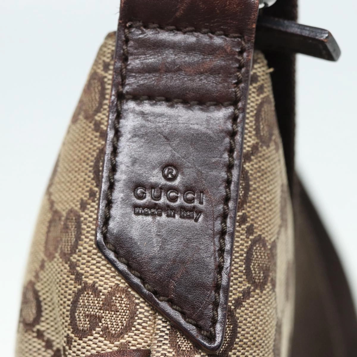GUCCI GG Canvas Shoulder Bag Beige Brown Silver 147671  87163