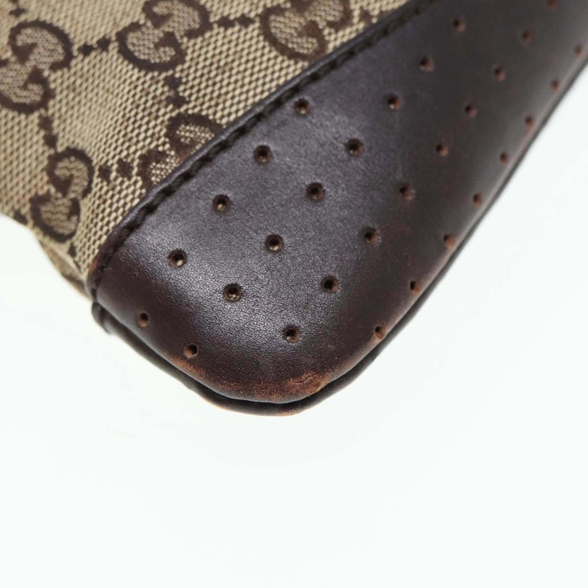 GUCCI GG Canvas Shoulder Bag Beige Brown Silver 147671  87163